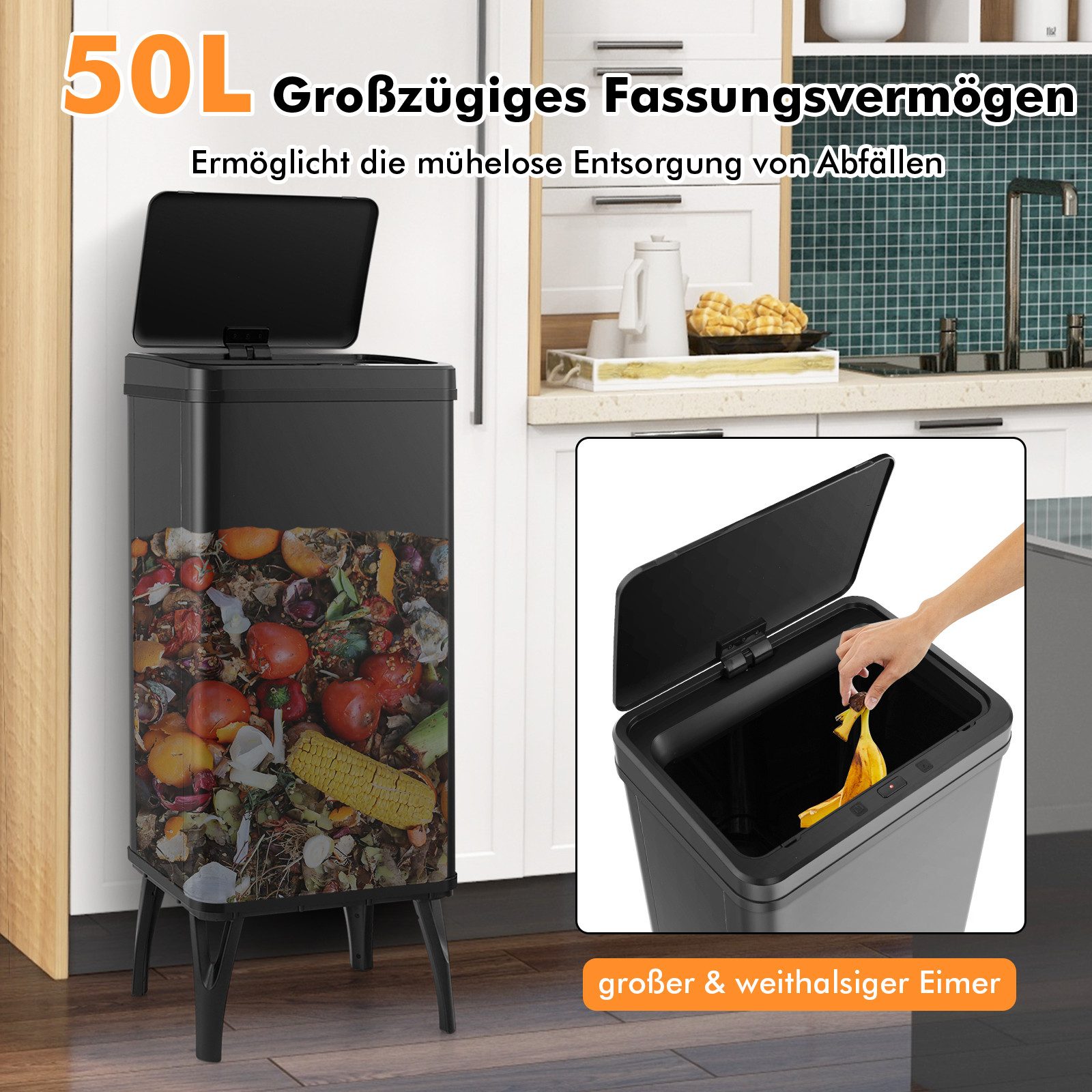 KOMFOTTEU Mülltonnenbox, 50L automatischer Mülleimer, mit günstig online kaufen