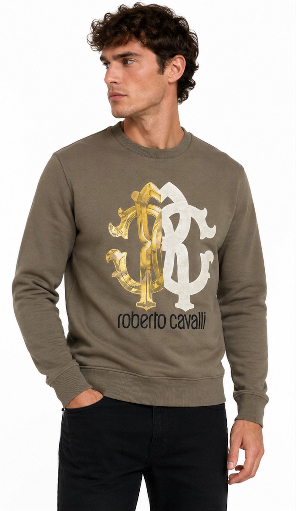 roberto cavalli Sweatshirt FIRENZE RC Monogram Logo Sweatshirt Pullover Sweater Exklusive Roberto Cavalli Firenze Premium-Linie