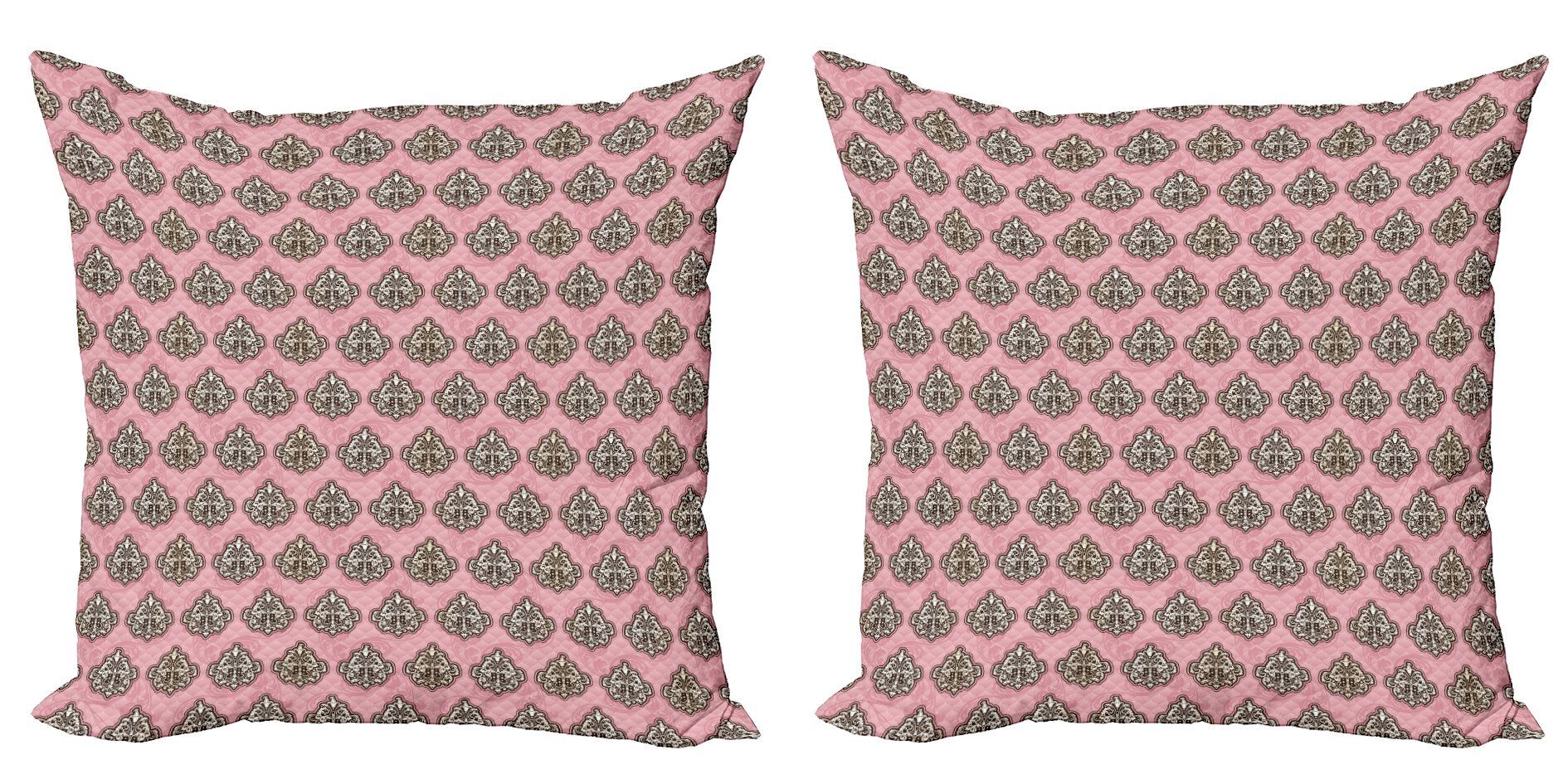 Kissenbezüge Damast Digitaldruck, (2 Modern Rococo Modernisierten Rosa Stück), Doppelseitiger Kunst Accent Abakuhaus