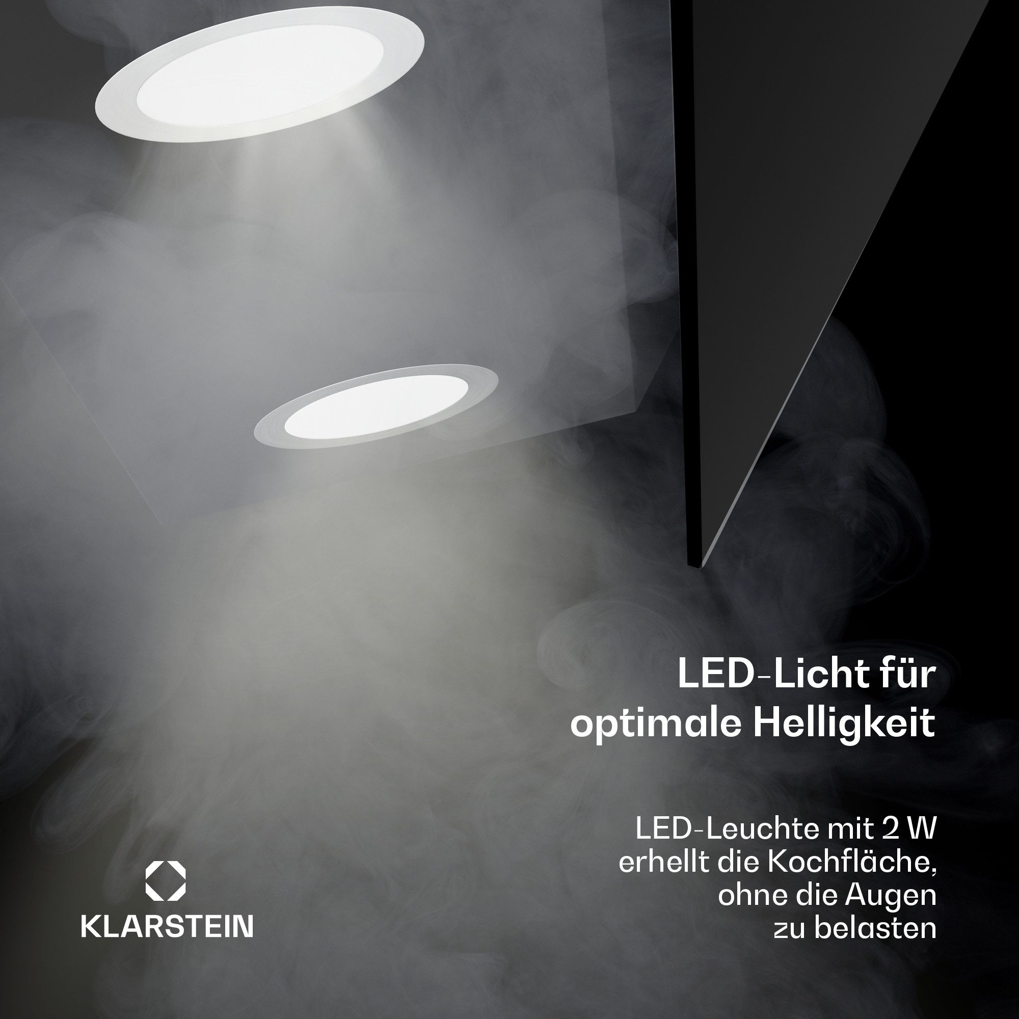 Klarstein Deckenhaube Alina 60 Serie Alina 60 Dunstabzugshaube 60 cm 600 m³/h Umluft LED 9 Farben Abzugshaube Küche Abzughaube Abluft mit Touch & 9 Farben – Bild 5 von 5