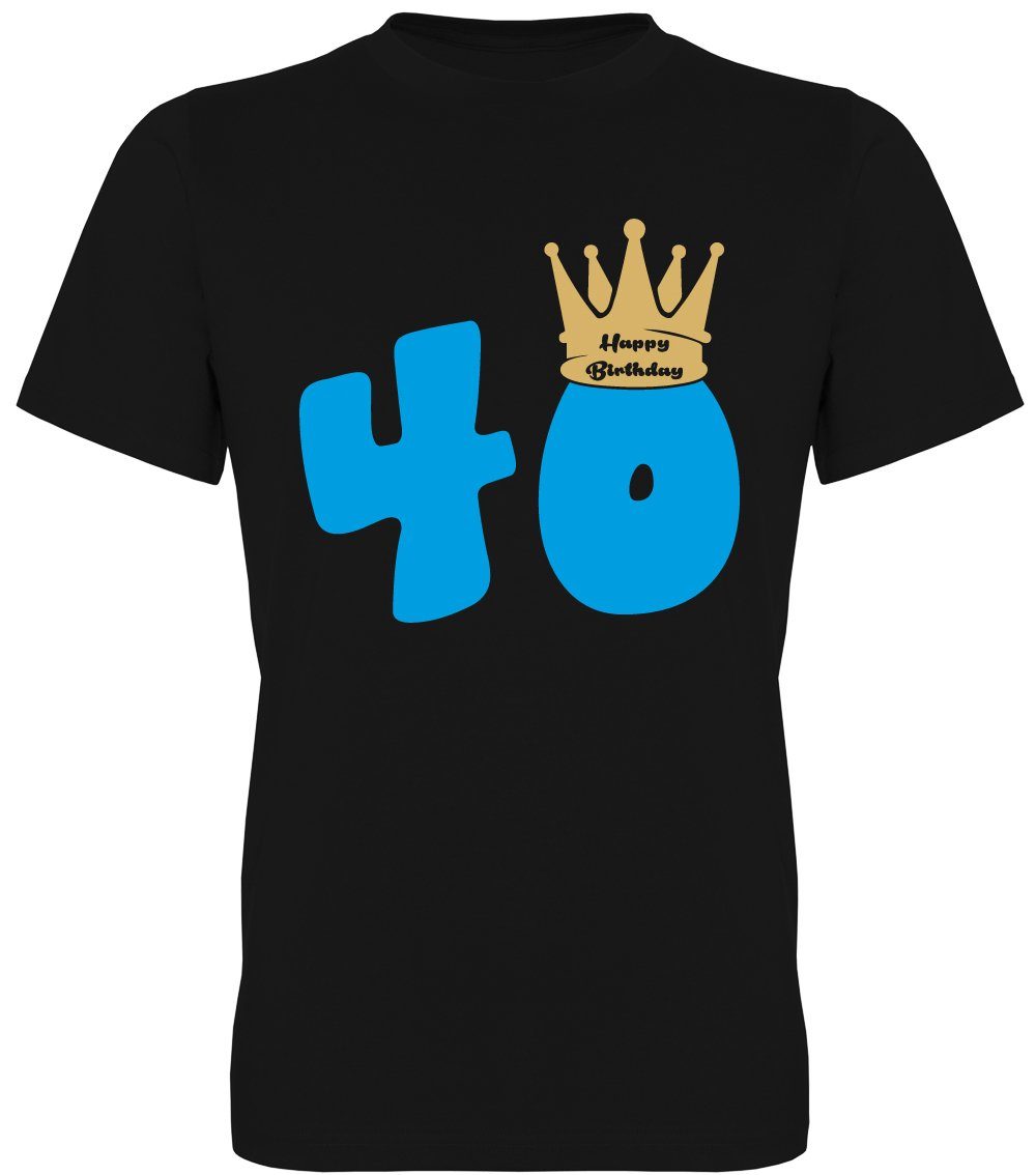 Ggraphics TShirt 40 Happy Birthday mit Krone Herren TShirt, mit