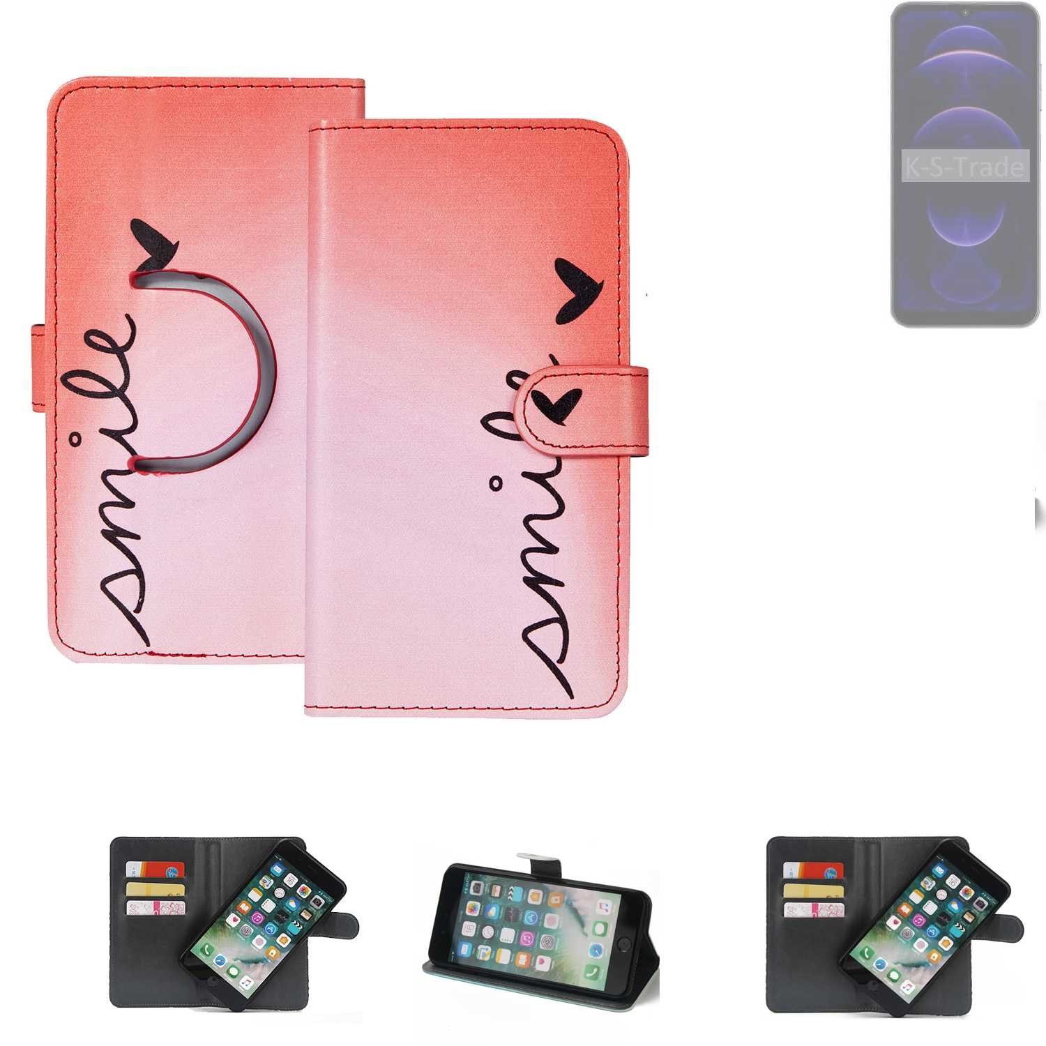 K-S-Trade Handyhülle für Hotwav Note 13, Schutzhülle Handyhülle Hülle cover bookstyle Etui ''smile'' rot