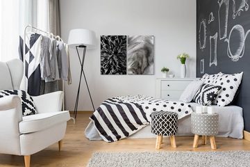 Sinus Art Leinwandbild 2 Bilder je 60x90cm Abstrakt Schwarz Weiß Linien Schwingungen Dekorativ Seriös Büro