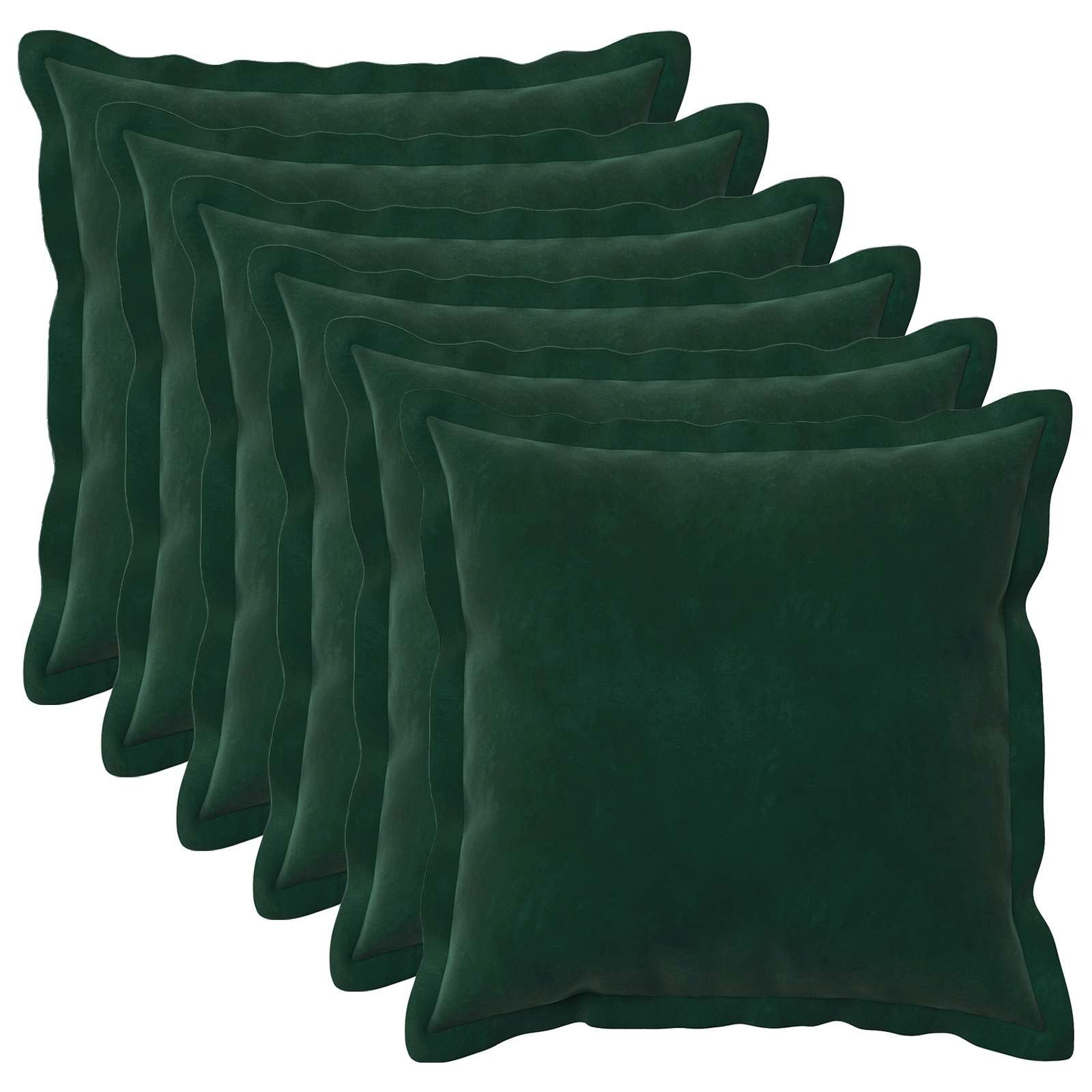 vidaXL Kissenbezug Kissenbezug 6 pcs HOUTEN Dunkelgrün 50 x 50 cm Samt, (6 Stück)