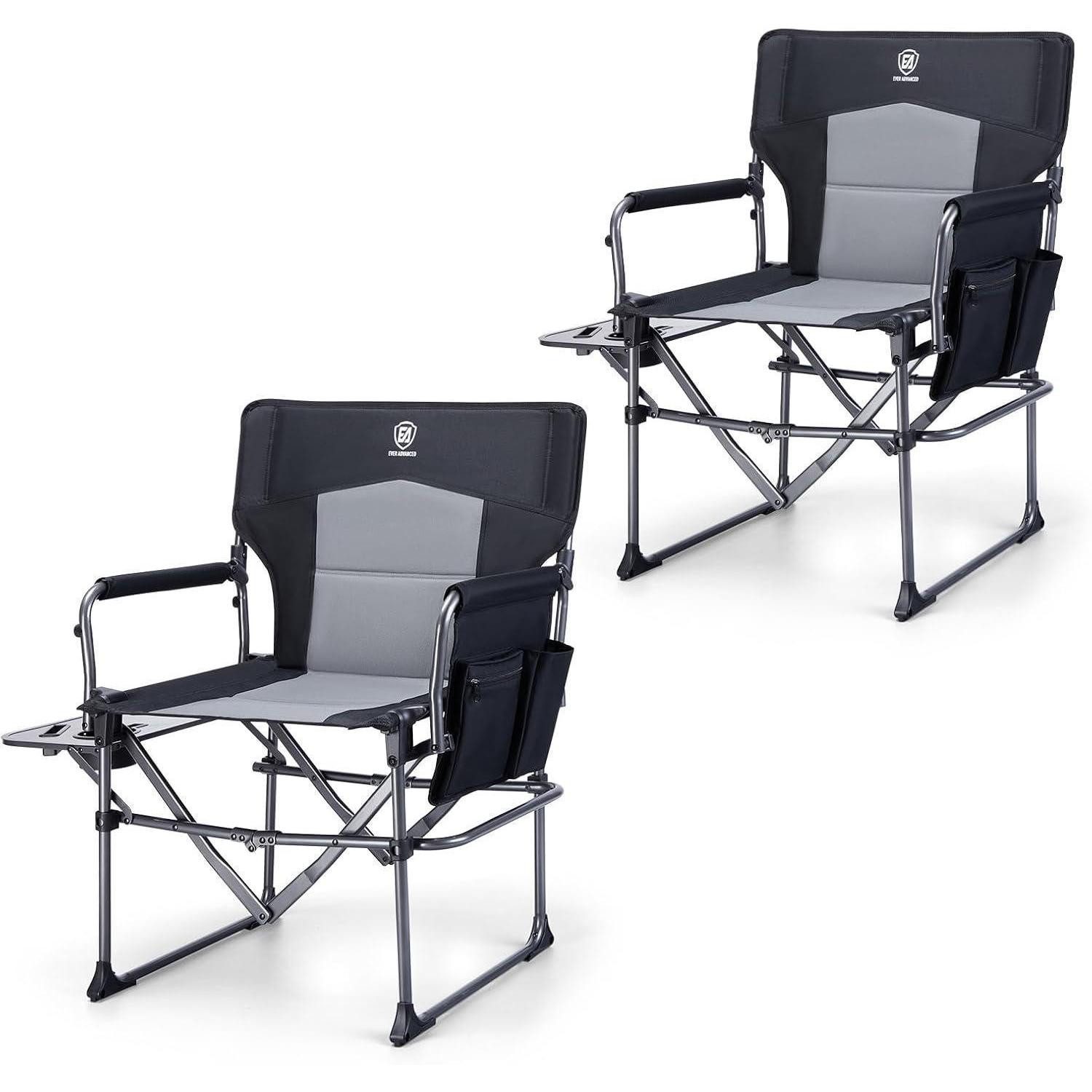 LuxusKollektion Regiestuhl Campingstuhl faltbar 180kg belastbar Regiestuhl Schwarz 2pcs