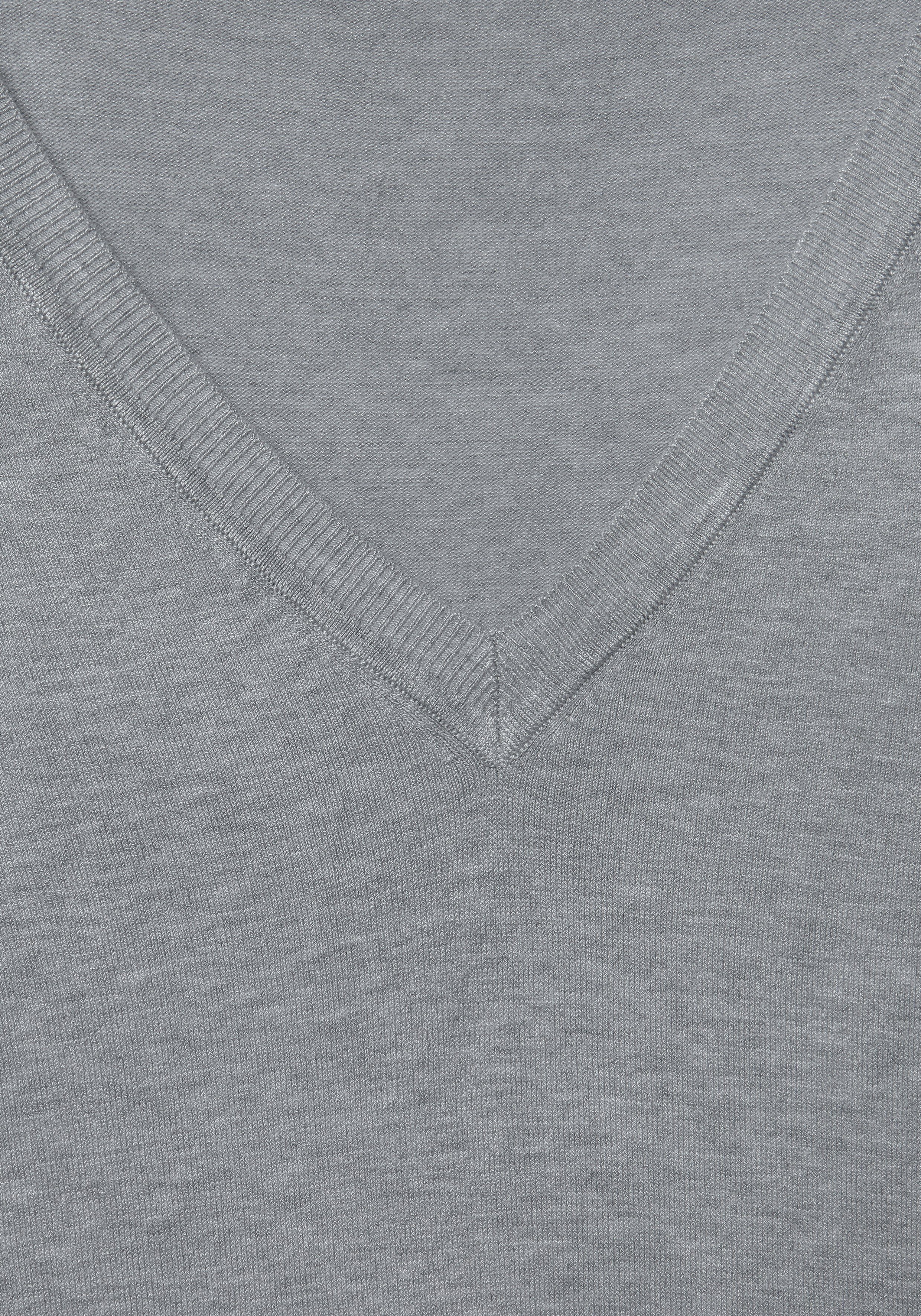 Strickpullover, weicher grau-meliert klassisch in V-Ausschnitt-Pullover Vivance taillierter Form, Basic,