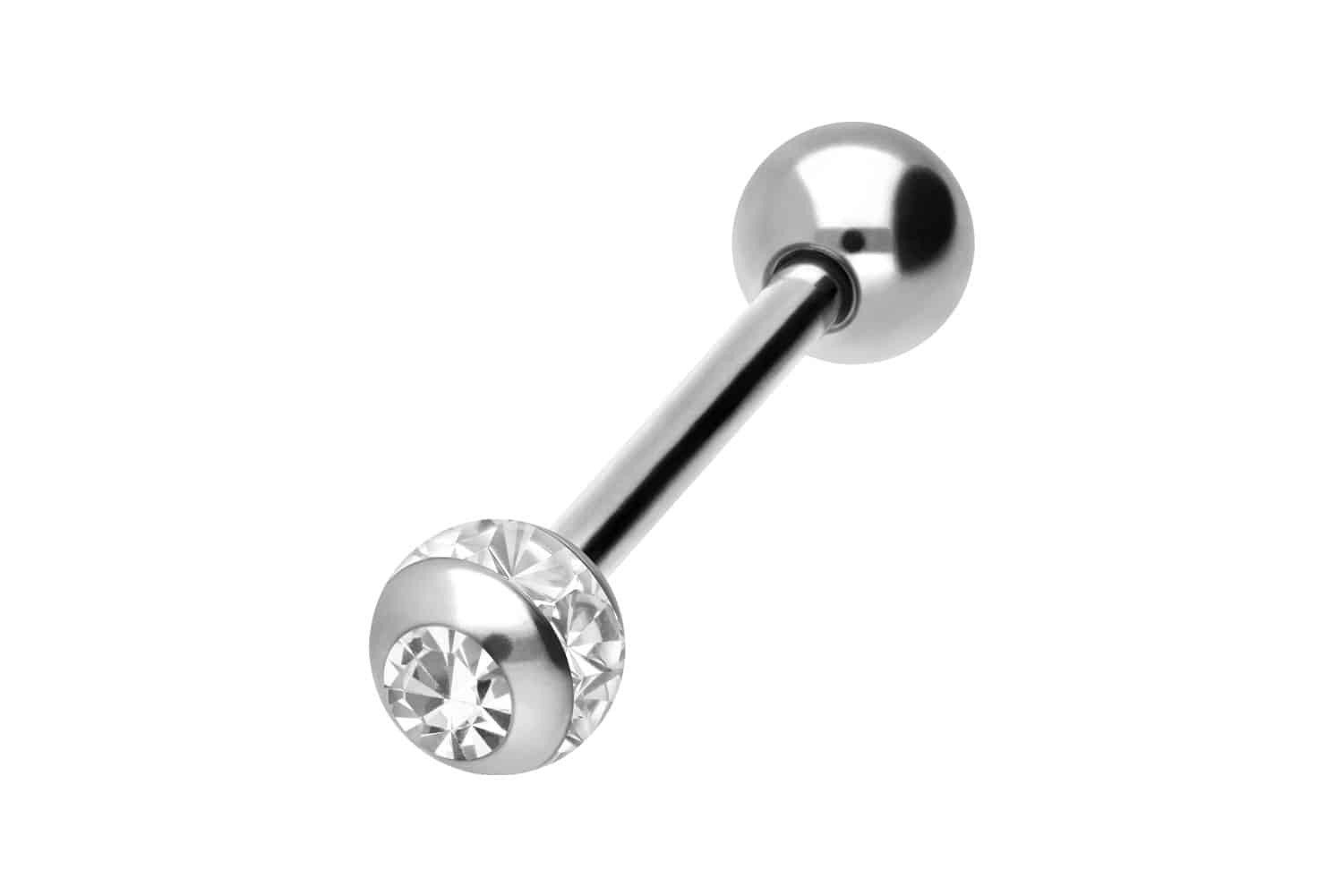 PIERCINGLINE Brustwarzenpiercing Chirurgenstahl Barbell EPOXY-RING-KUGEL + KRISTALL + (Barbells, 1-tlg)