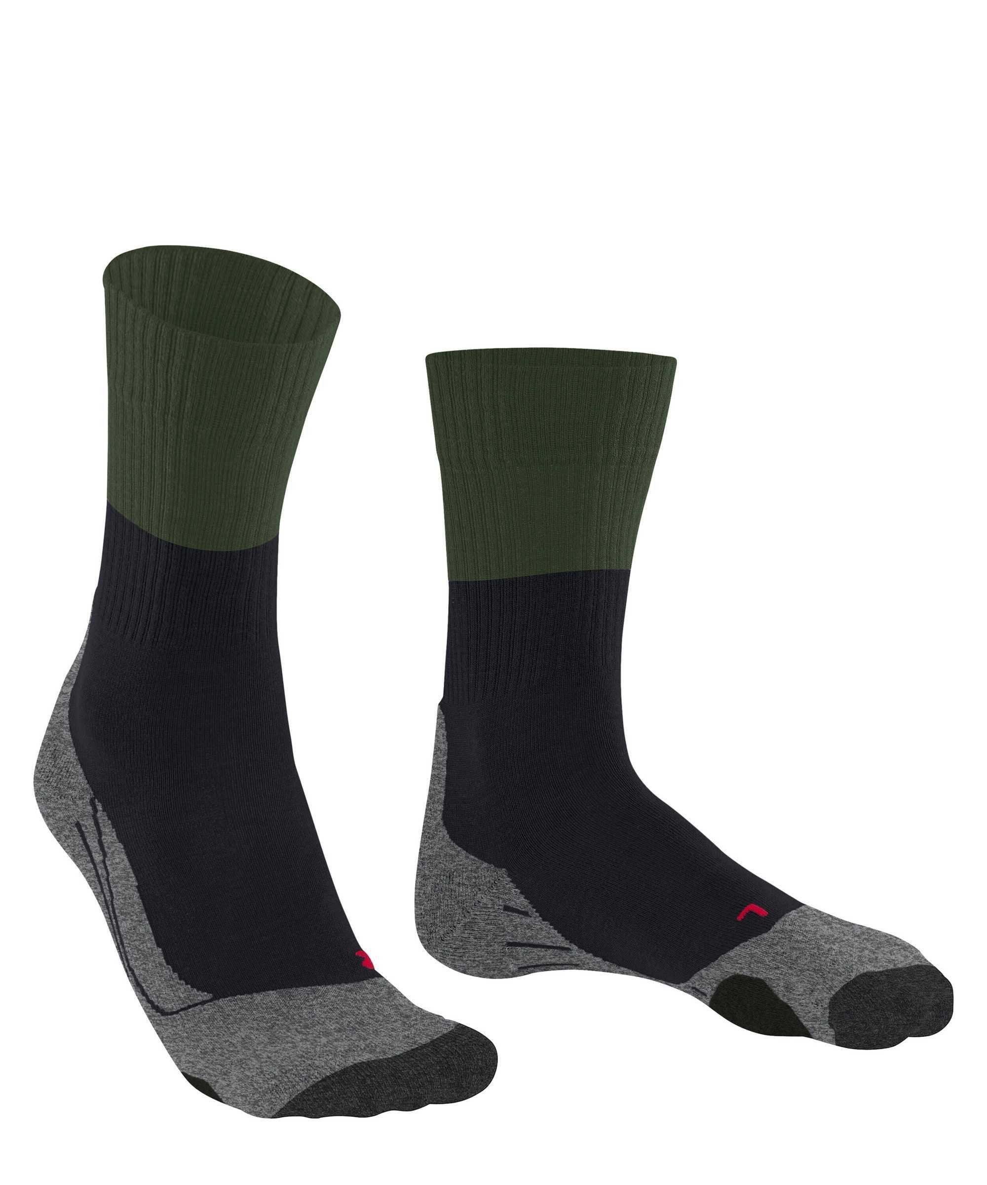 FALKE Sportsocken Socken (Vertigo) Herren TK2, Schwarz/Grau/Grün - Trekking Socken Polsterung