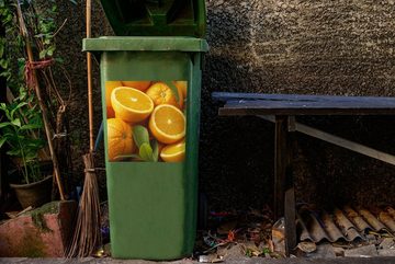 MuchoWow Wandsticker Orange - Obst - Orange (1 St), Mülleimer-aufkleber, Mülltonne, Sticker, Container, Abfalbehälter