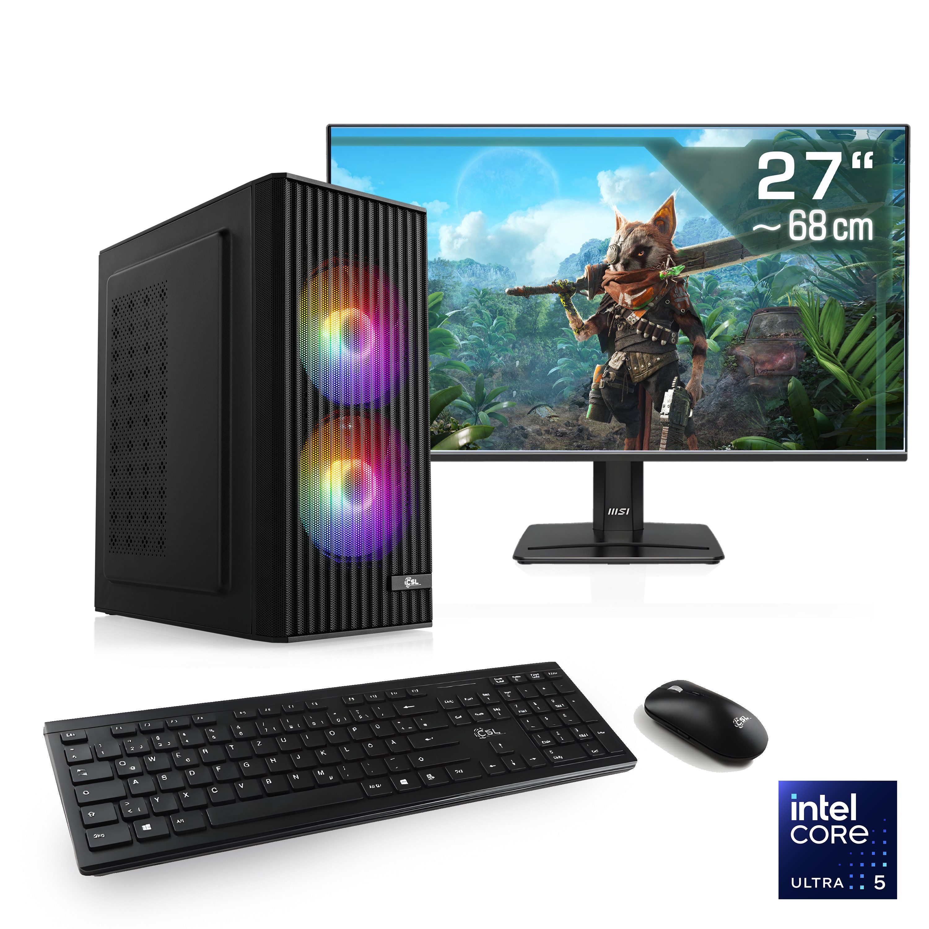 CSL Spectrum V25257W Gaming-PC-Komplettsystem (27", Intel® 245KF, GeForce RTX 5060, 32 GB RAM, 1000 GB SSD)