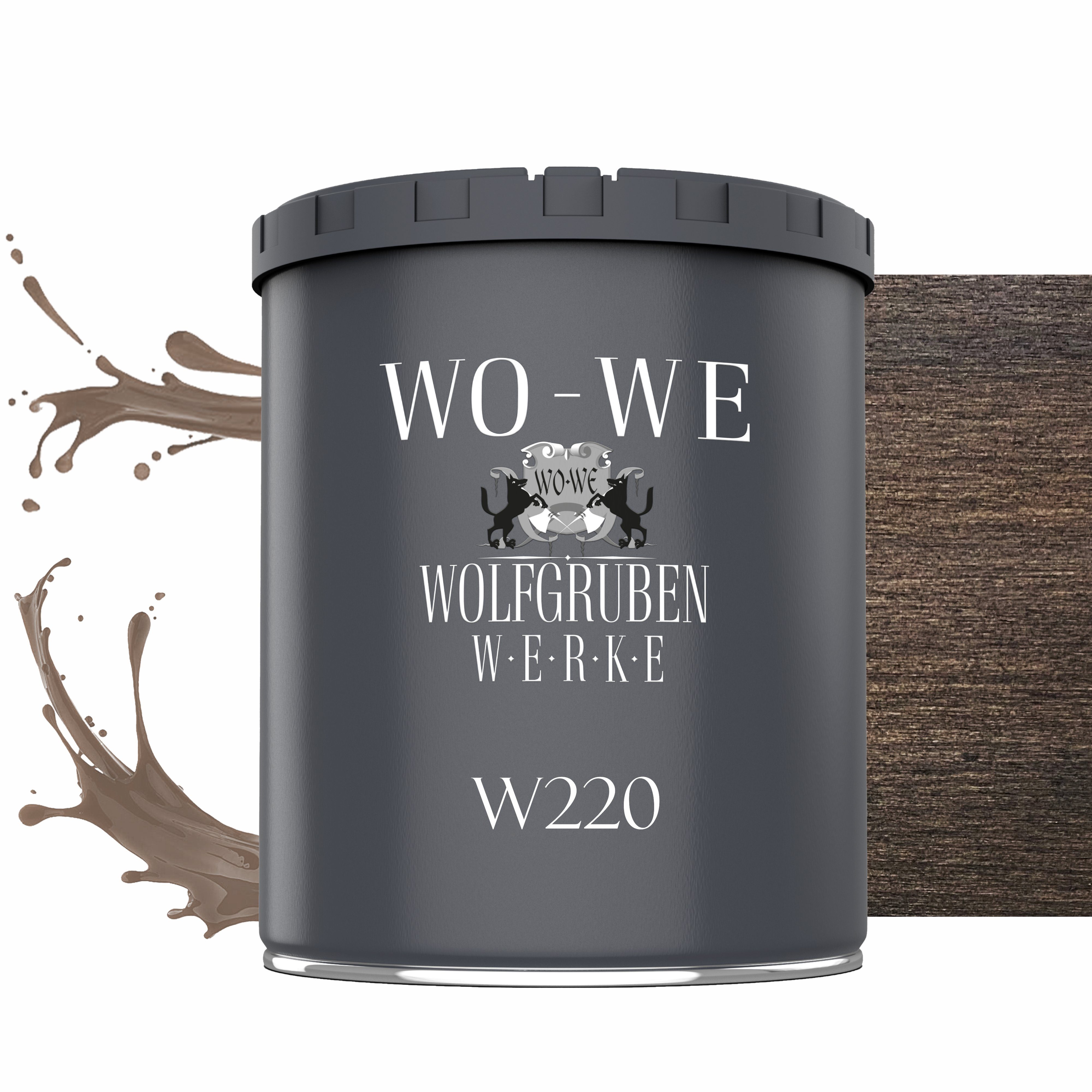 WO-WE Dickschichtlasur Holzschutzlasur W220, Lösemittelfrei, UV-stabil Nussbaum 2in1 1-2,5L, Holzlasur