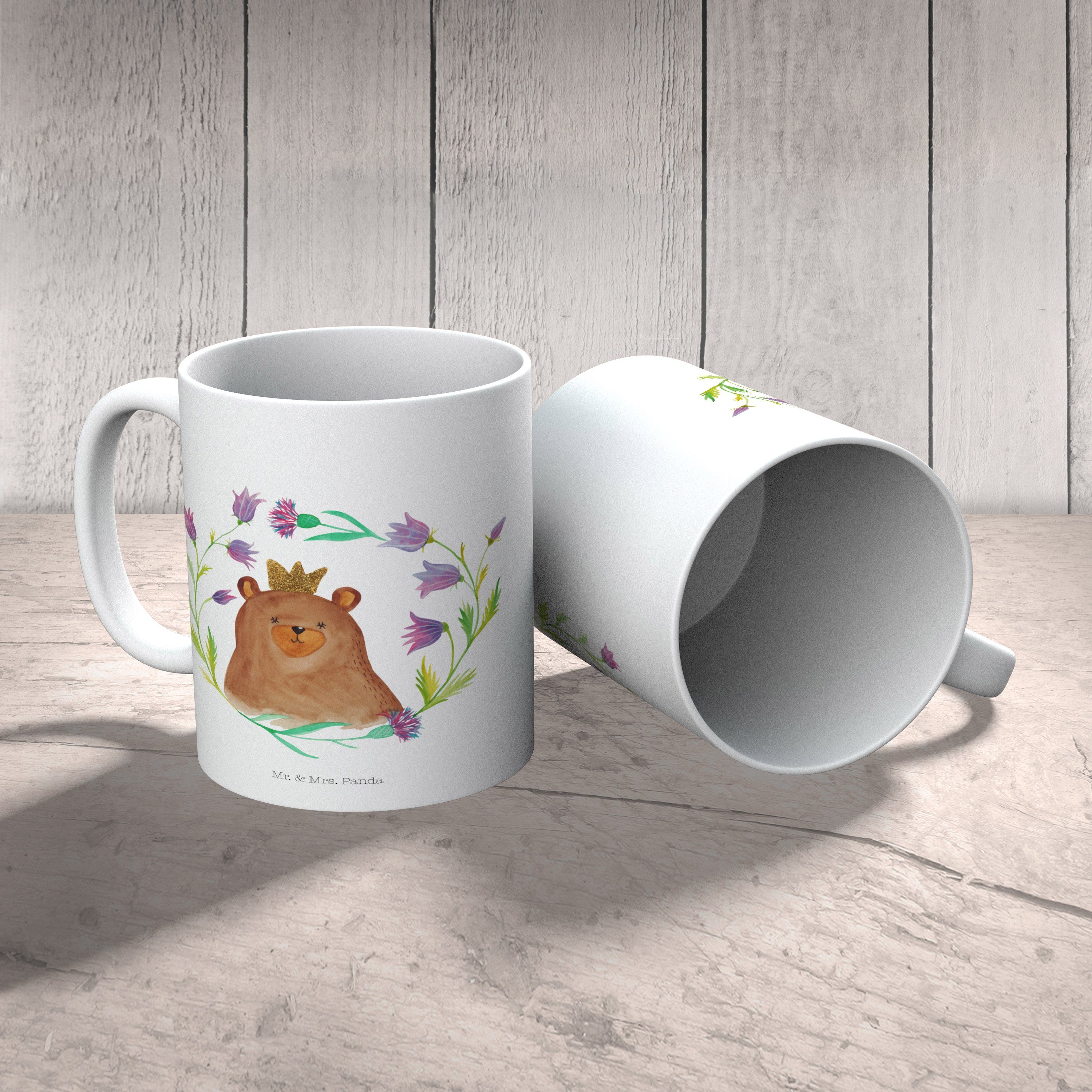 Tasse - - Keramik Porzellantasse, Königin Te, Weiß Panda Mrs. & Mr. Geschenk, Tasse, Kaffeetasse, Bär