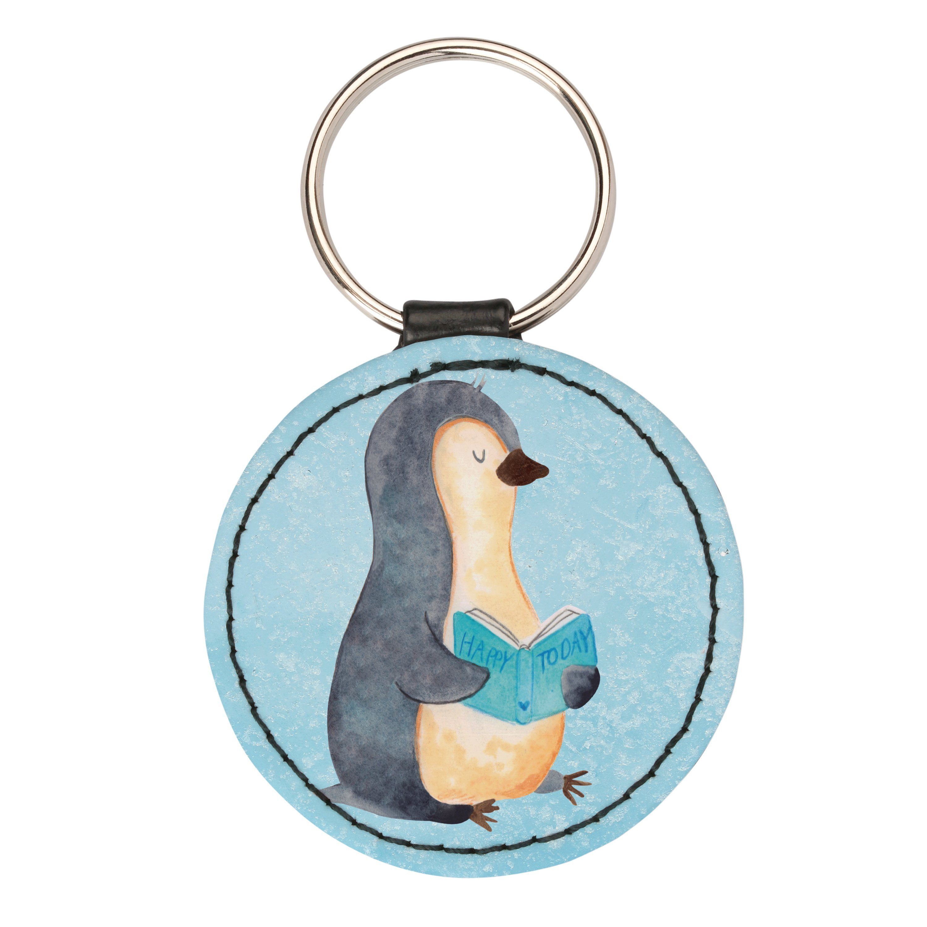 Mr. & Mrs. Panda Schlüsselanhänger Pinguin Buch - Eisblau - Geschenk, Anhänger, nichtstun, Taschenanhäng (1-tlg)