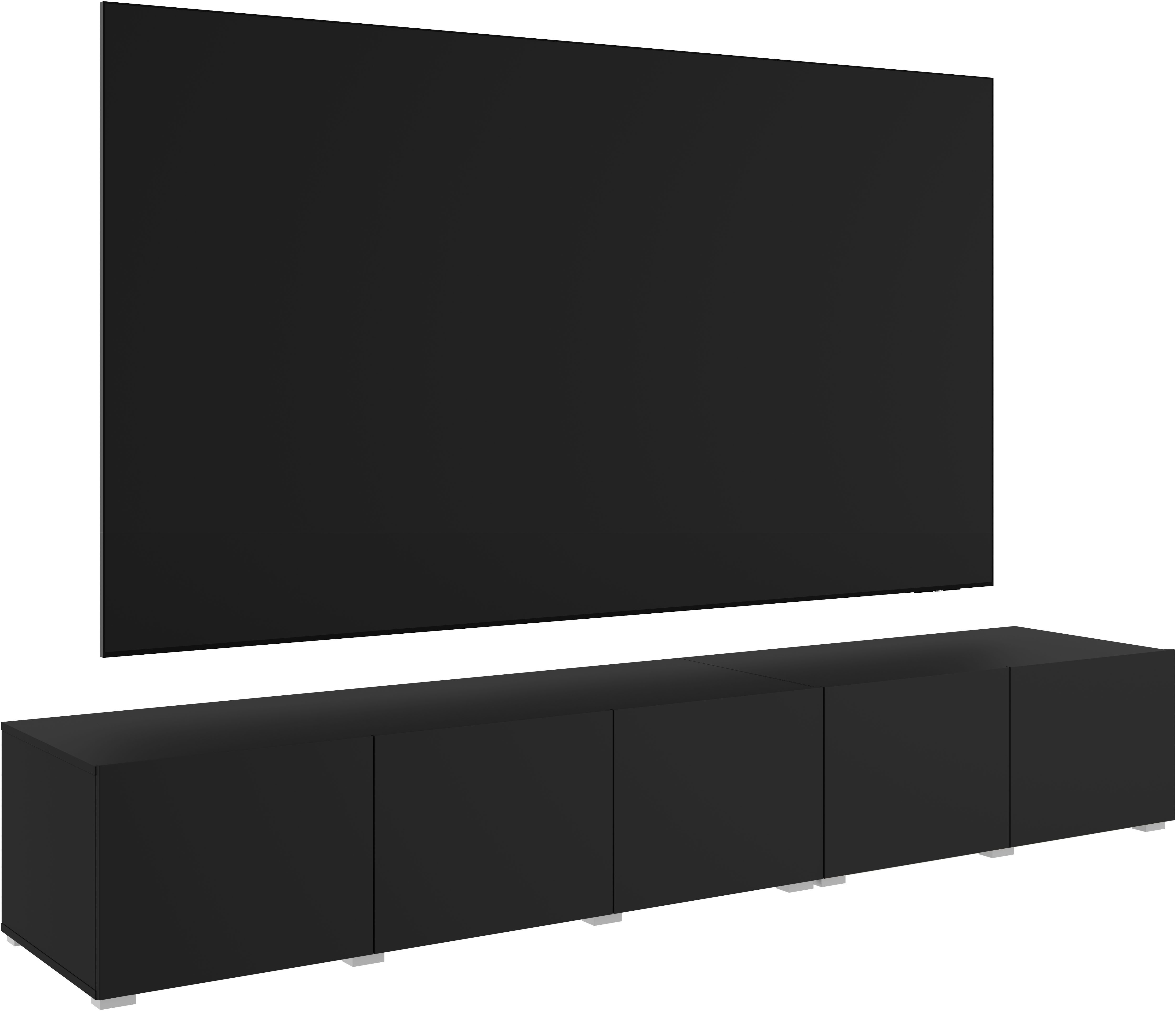 OTTO home Lowboard Denver 250 cm für bis zu 98-Zoll TVs - Weltmeisterschaft im XXL Format, Wahlweise mit oder ohne offenes Fach in der Mitte