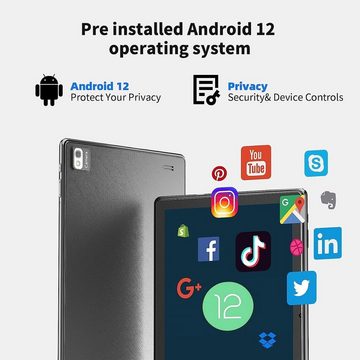 SGIN Telecamera, 6000 mAh Akku Octa-Core bis zu 1,6 GHz Prozessor Tablet (10,1", 128 GB, Android 12, 2,4G/5G, Mit den besten und erstaunlichsten Funktionen, attraktivem Design)