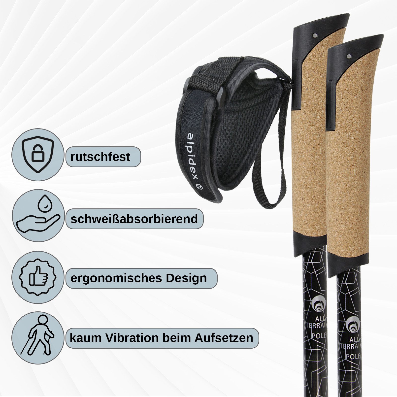 ALPIDEX Nordic-Walking-Stöcke ALPIDEX superleichter Carbon Nordic Walking Stock