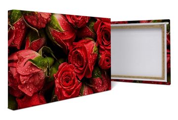 wandmotiv24 Leinwandbild rote Rosen Blüten, Blumen und Pflanzen (1 St), Wandbild, Wanddeko, Leinwandbilder in versch. Größen