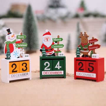 HALWEI Countdown Kalender Countdown Zu Weihnachten,Santa Claus Hölzernes Ornamente