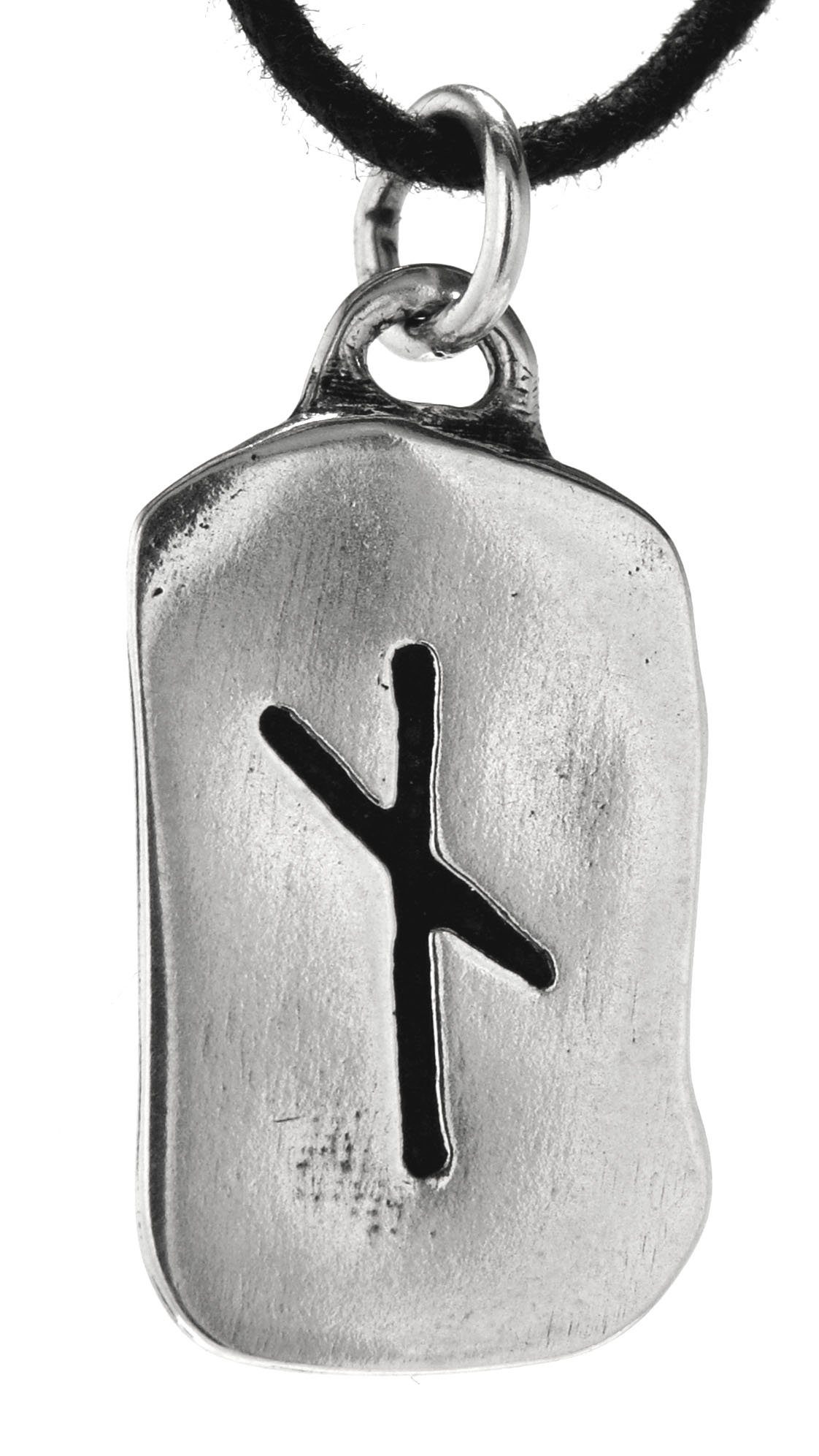 Kiss of Leather Kettenanhänger Rune Nauthiz / Nyd: 925 Sterling Silber Buchstabe N