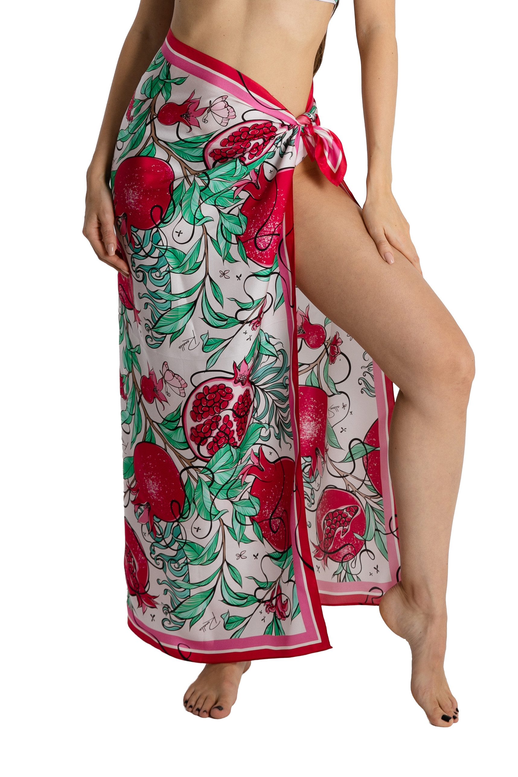 Renelle Sarong Renelle Luxus Seiden Pareo – Damen Strandtuch, Wickelrock & Sarong, Handgemalte Designs aus 100% Seide, 100x100 cm