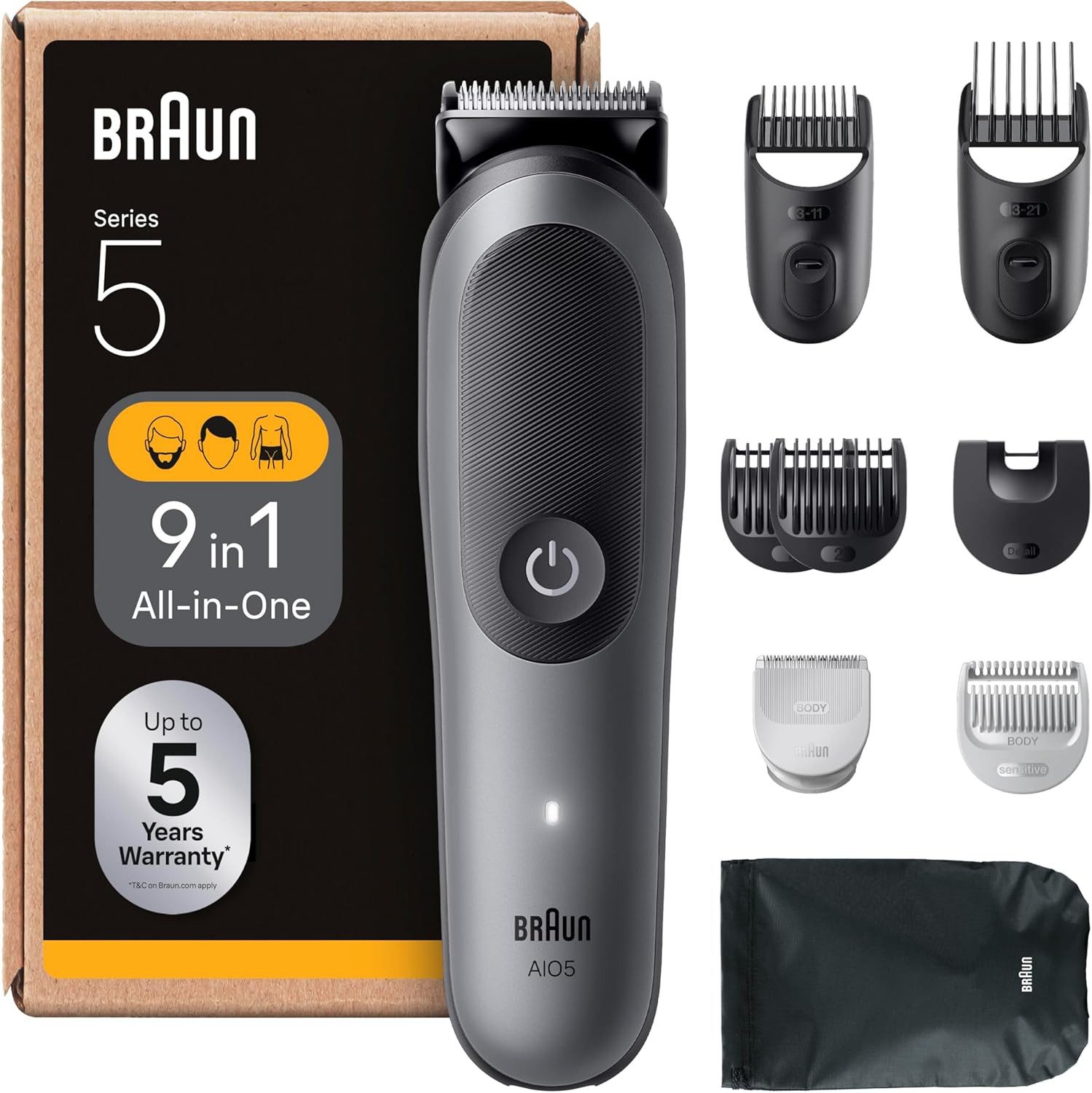 Braun Haarschneider Braun All-in-One Trimmer-Set 5, 9-in-1 Bart + Haare AIO5545