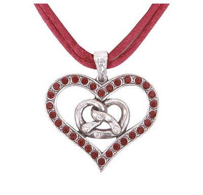Moschen-Bayern Herzkette Trachtenkette Trachtenschmuck Herzkette Dirndlkette Breze, Halskette mit Swarovski-Kristall