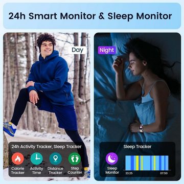 TAOPON Smartwatch (1,83 Zoll, Android, iOS), mit Telefonfunktion Fitnessuhr Sport Uhren, Herzfrequenz Schlafmonitor