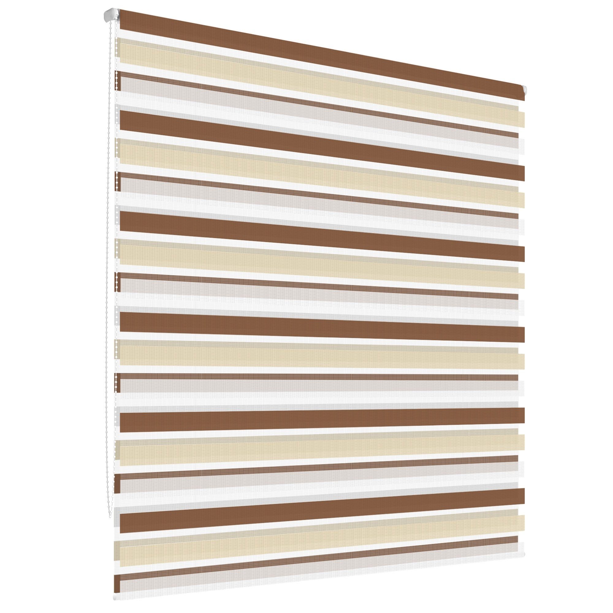 Klemmträgern ECD Klemmfix Befestigungsmaterial Klemmträgern, Klemmfix, Weiß-Beige-Braun Doppelrollo cm, 85x150cm 85x150 weiß-beige-braun, mit Germany,