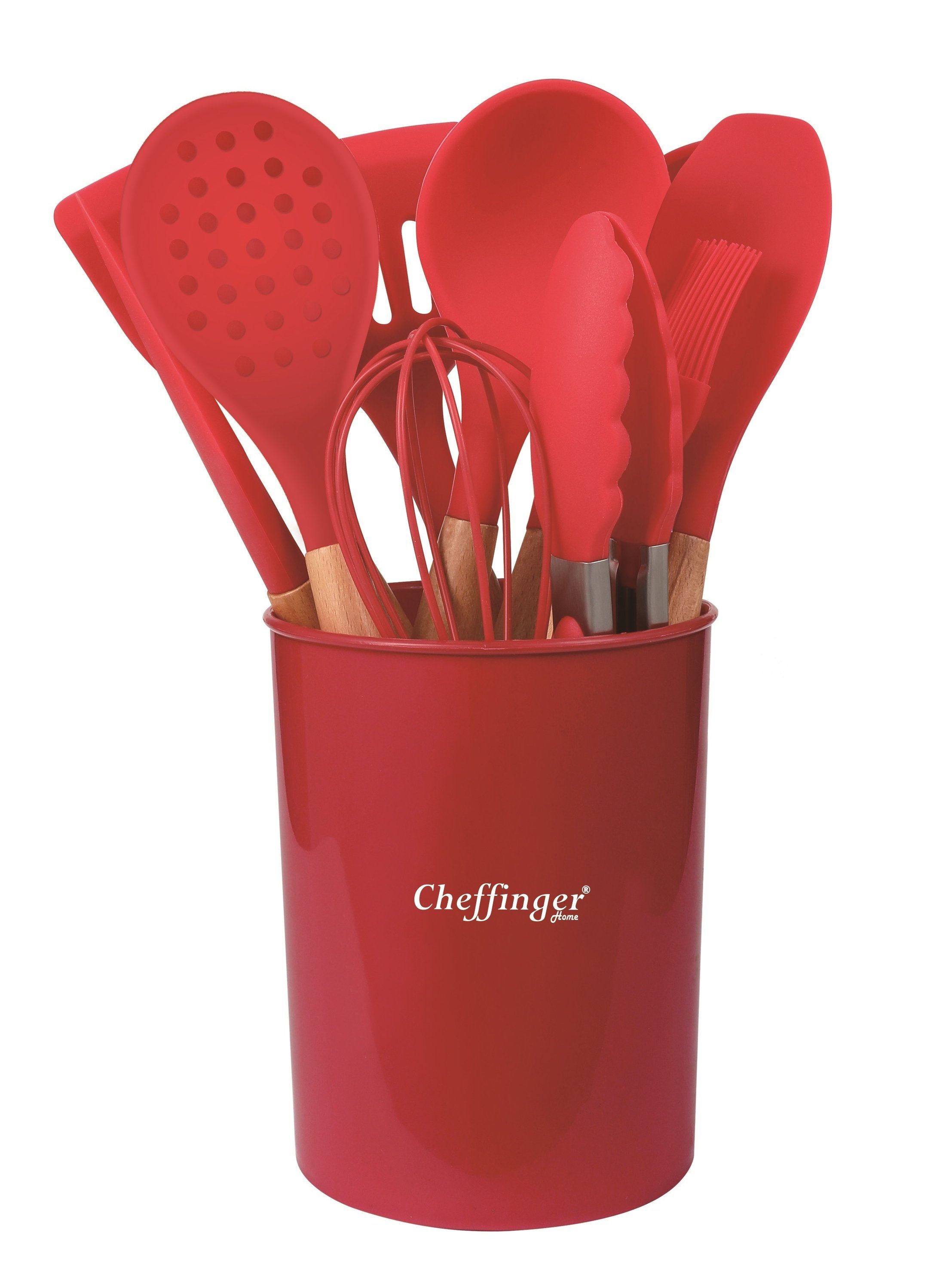 Cheffinger Küchenorganizer-Set Ständer mit Küchenutensilien Cheffinger Küchenhelfer 12-tlg.rot Set