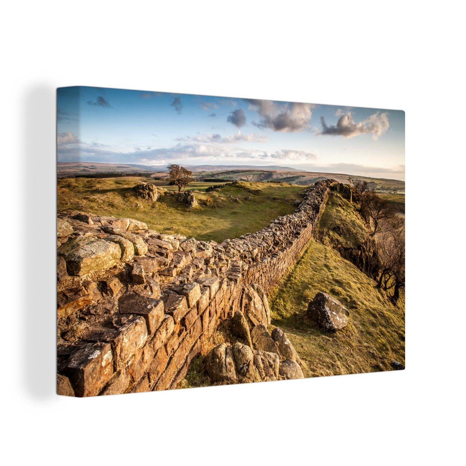 OneMillionCanvasses® Leinwandbild Der Hadrianswall im europäischen England, (1 St), Wandbild Leinwandbilder, Aufhängefertig, Wanddeko, 30x20 cm
