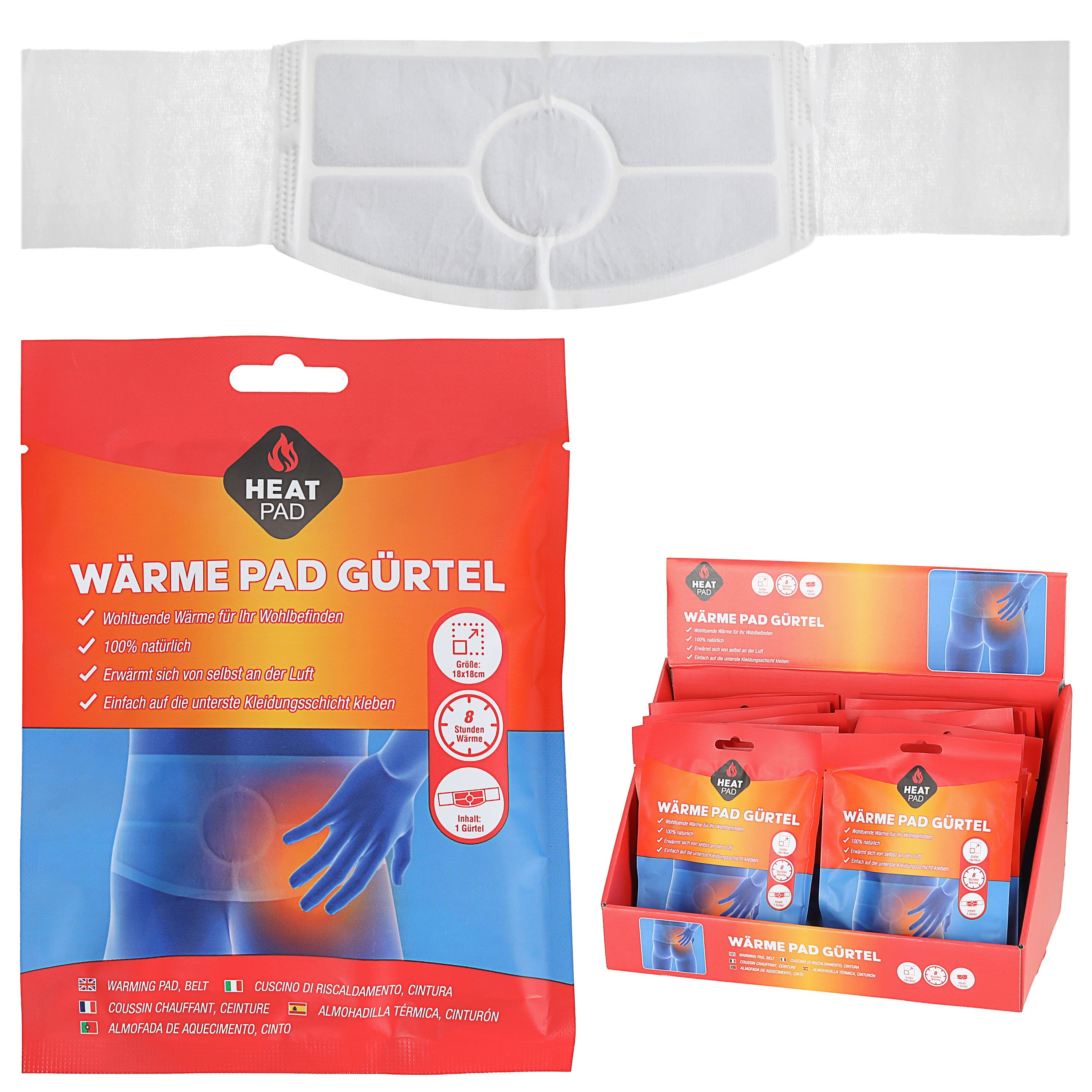 CEPEWA Thermo-Gurt Wärmepad Gürtel 24er Display Polyester Aktivkohle Eisenpulver 8h Wärme