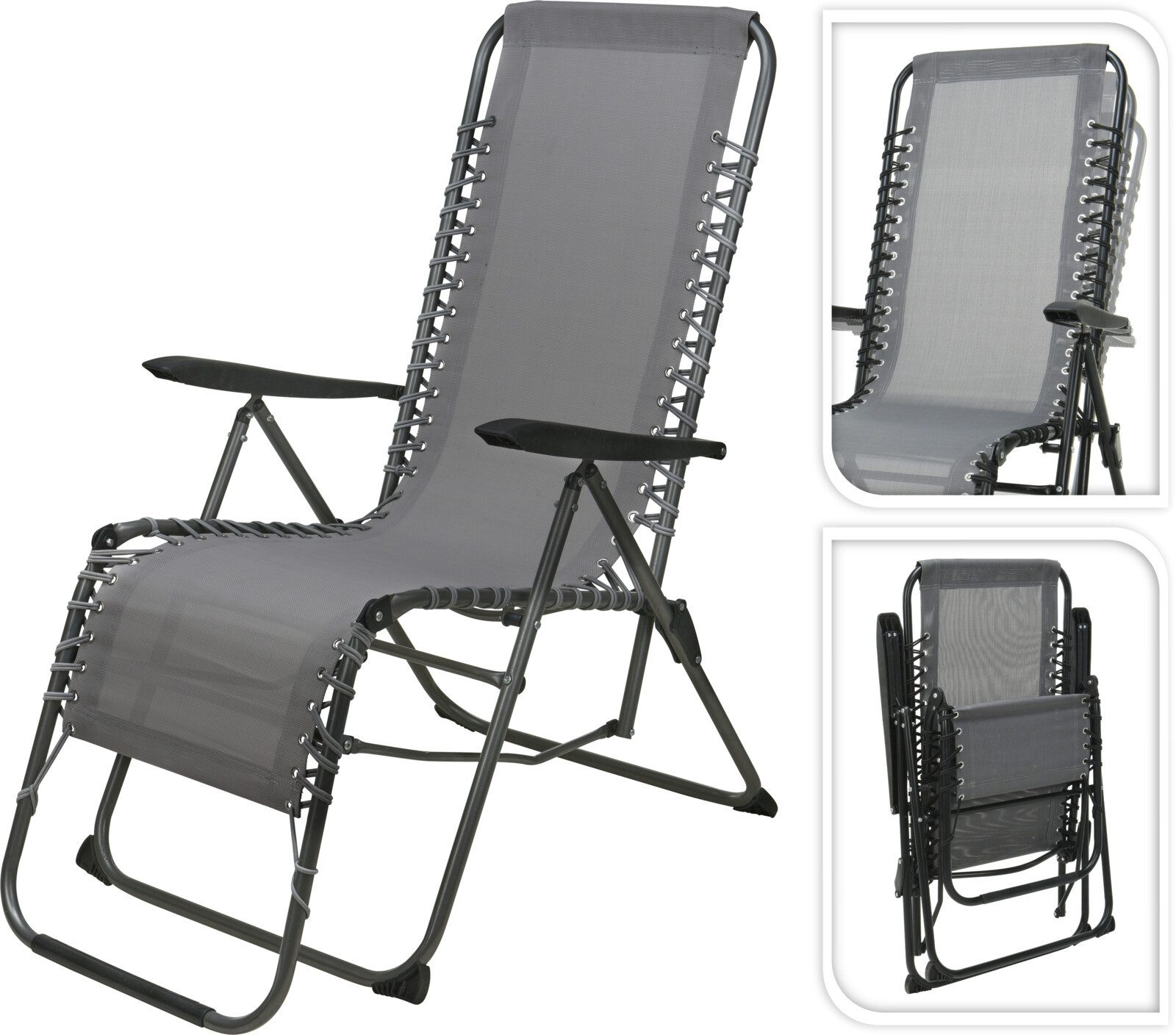 Koopman Gartenstuhl Klappstuhl Campingstuhl Hochlehner Gartensessel (2 St), 2 Stk, Fußstütze, Lehne verstellbar, Faltbar, max 100kg