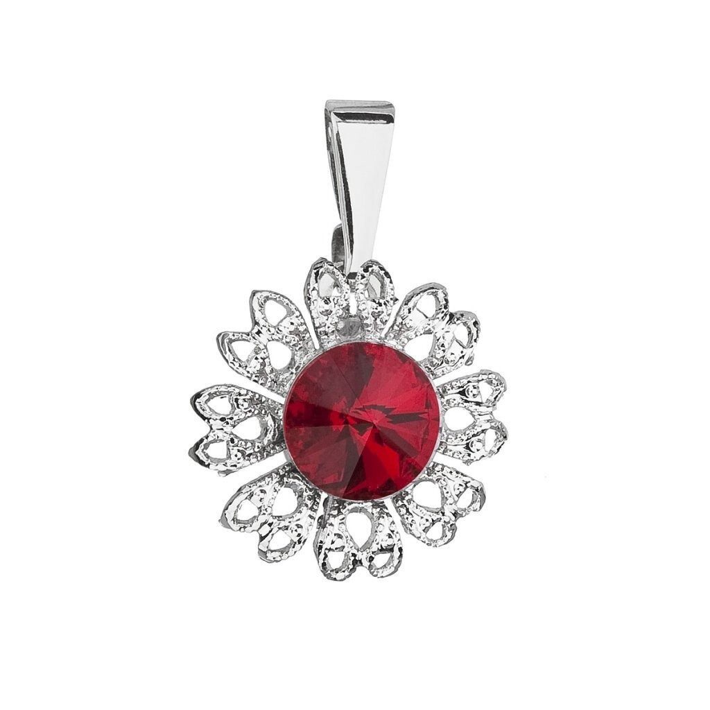EVOLUTION Anhänger Glitzernder Anhänger mit rotem Swarovski-Kristall Flower