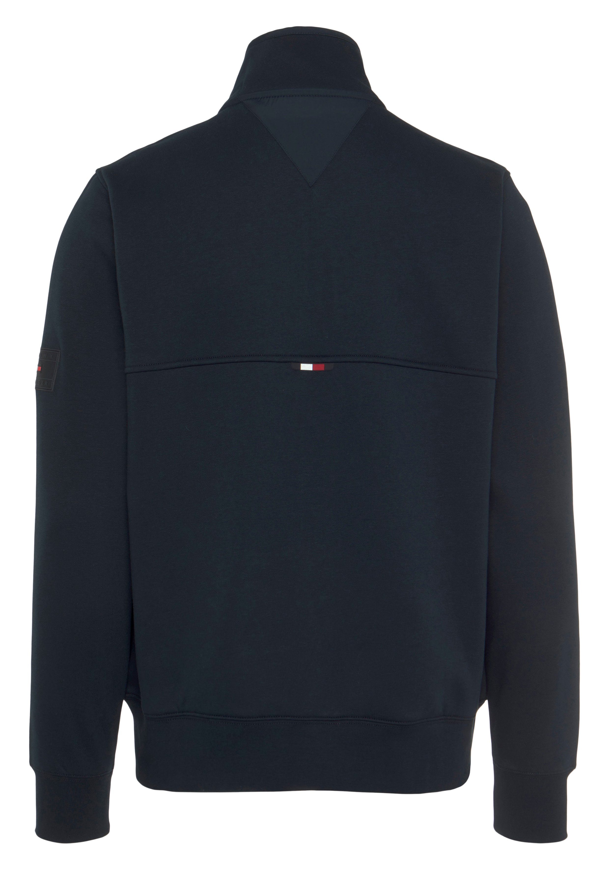 mit am Sweatshirt Hilfiger Tommy COLLAR Sky Hilfiger-Branding CLEAN STAND Desert Rücken Tommy MIX MEDIA