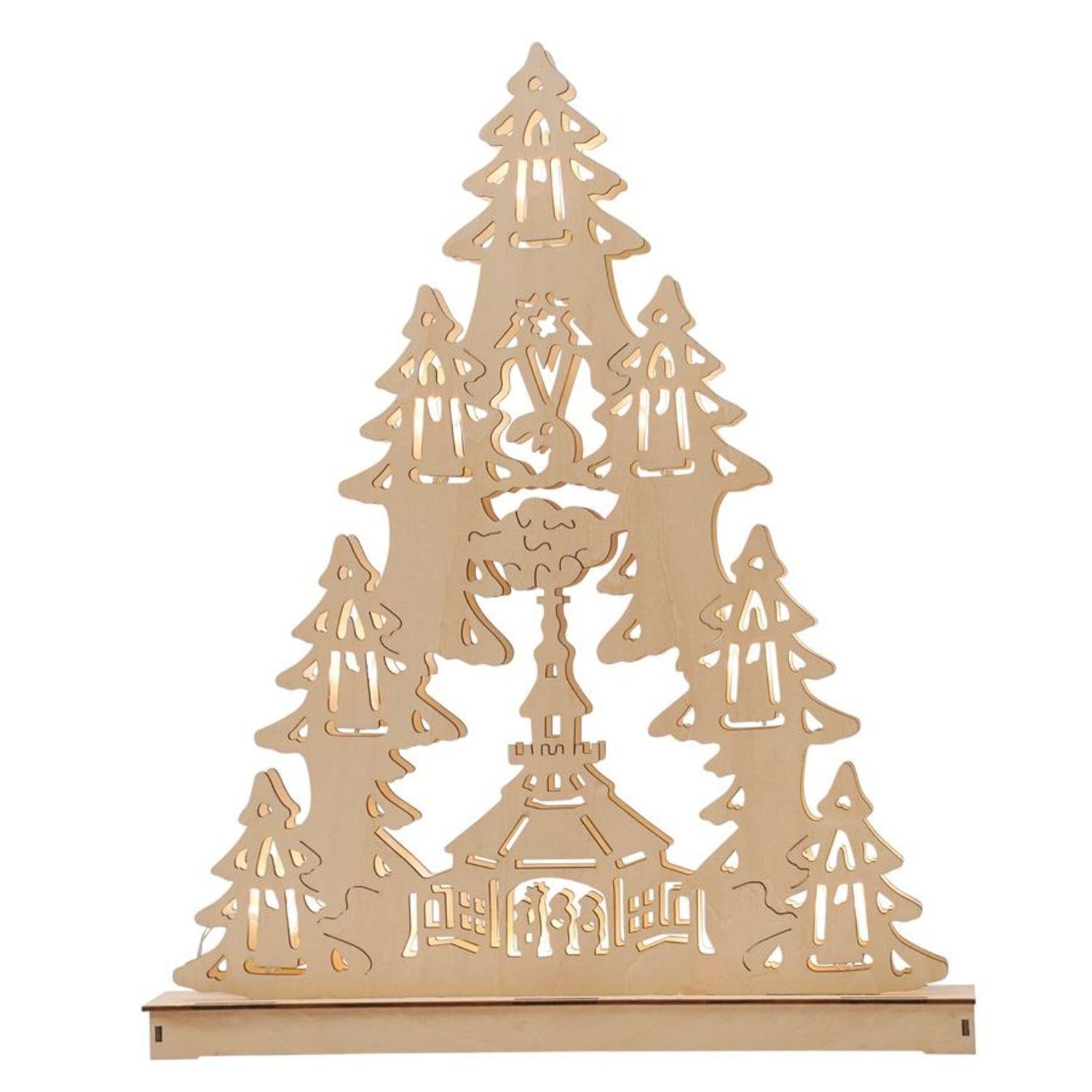 Dekofigur Holzdeko Tannenbaum mit 10 LEDs Warmweiß