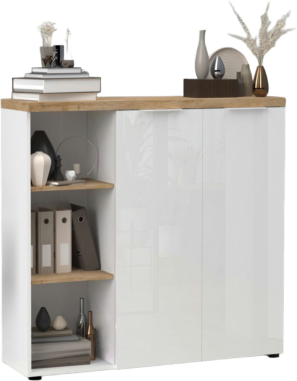 INOSIGN Aktenschrank Easy H 115 cm, Büroschrank, Mehrzweckschrank mit 2 Türen Metallgriffe, Top 38 mm stark