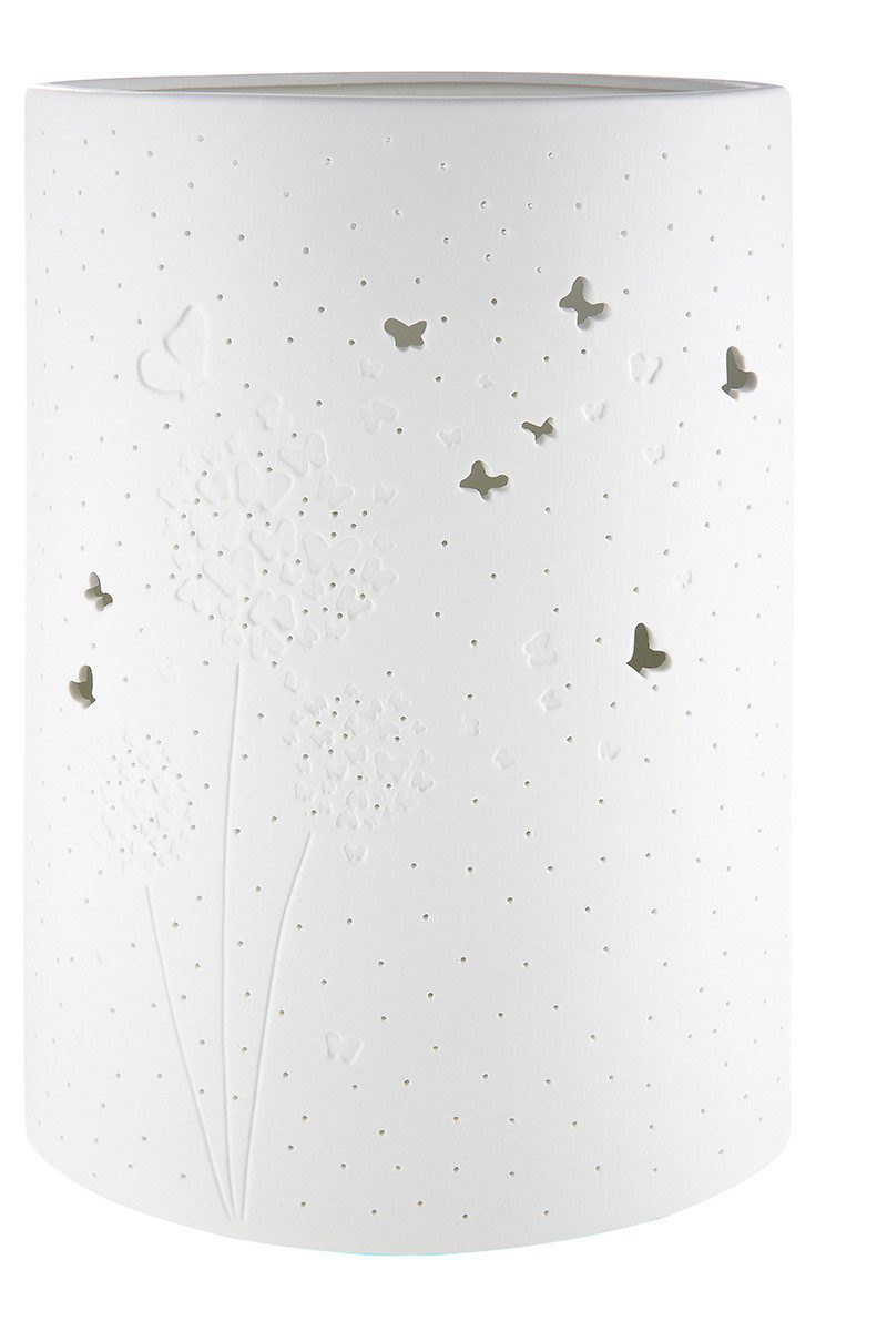 GILDE Tischleuchte Pusteblume 32318 Porzellan weiß 28,5 cm E14 Dekoleuchte, ohne Leuchtmittel
