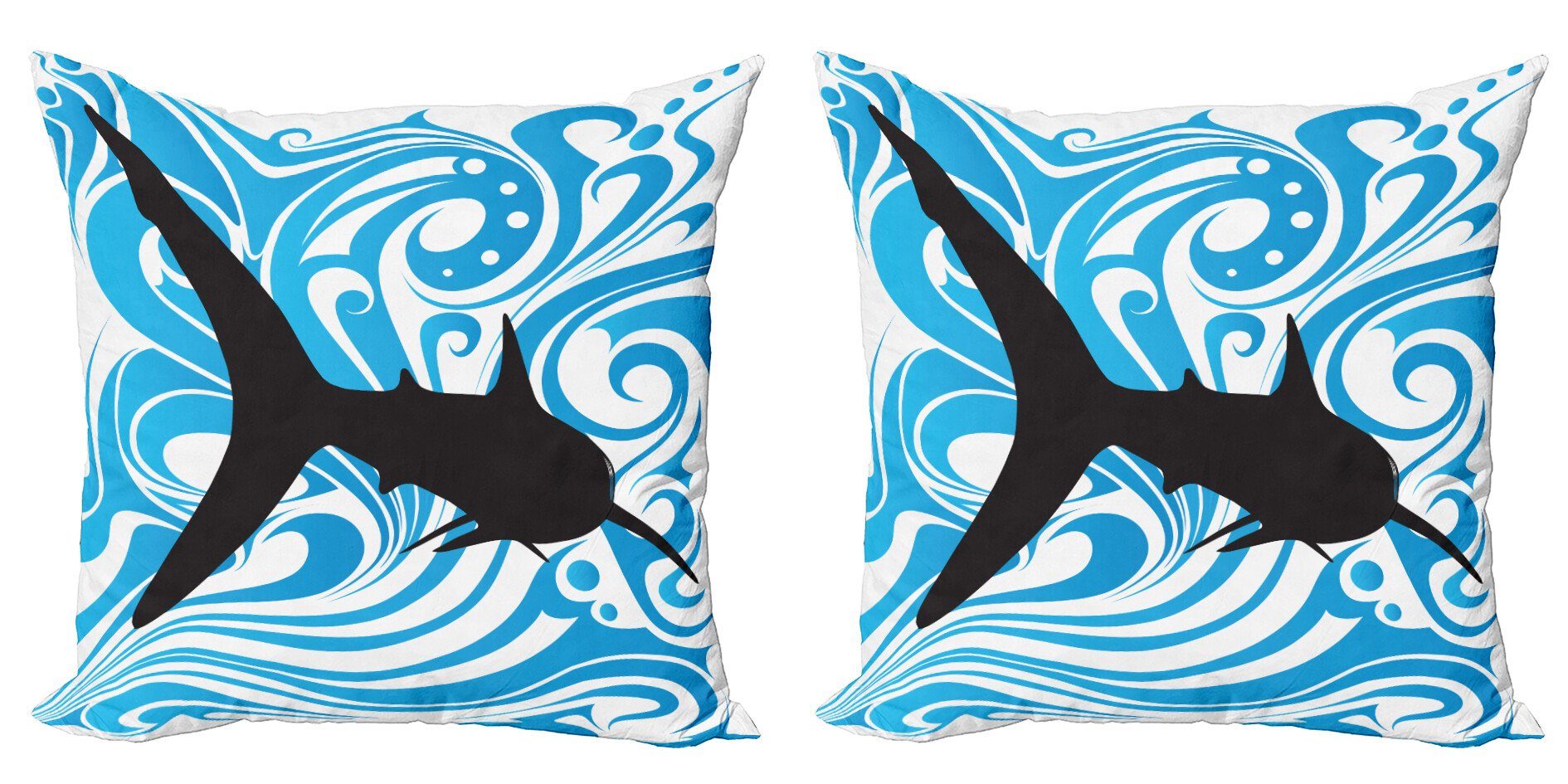 Kissenbezüge Modern Accent Doppelseitiger Digitaldruck, Abakuhaus (2 Stück), Fidschi Wirbelnden Wellen und ein Big Fish