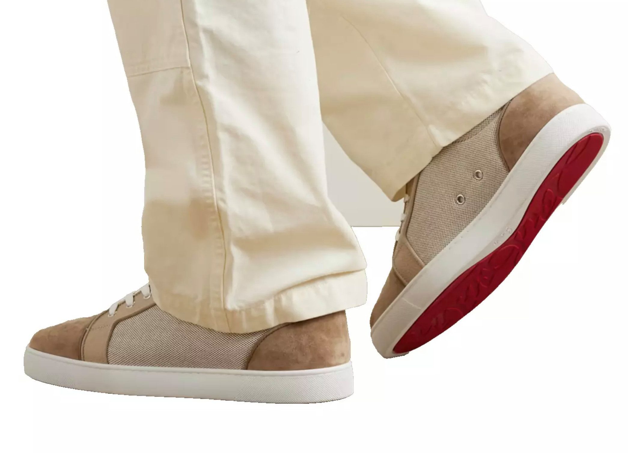 CHRISTIAN LOUBOUTIN Louis Suede Canvas Schuhe Sneaker Handwerkskunst aus Italien, Mischung aus Leinen, Leder, Veloursleder
