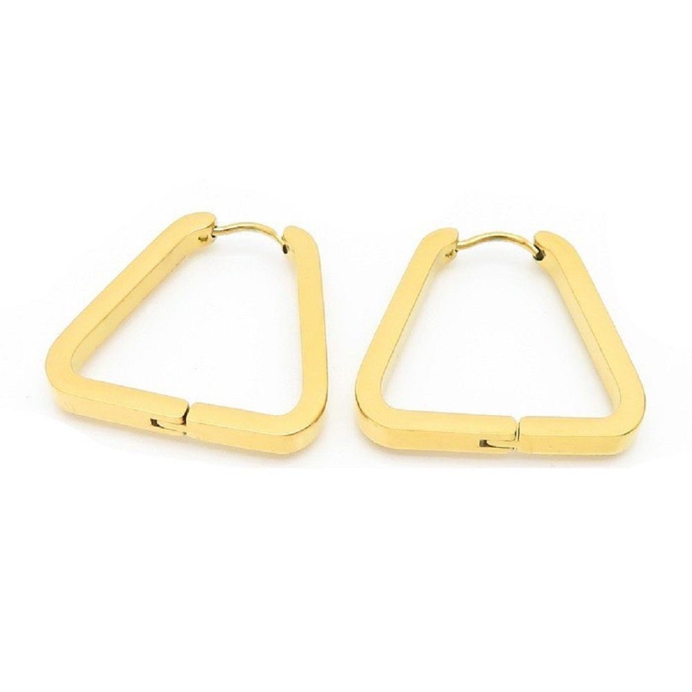 Ohrring-Set (1 Boho Ohrschmuck 2-tlg), aus Creolen Style in Damen Edelstahl BUNGSA Ohrringe Dreiecksform gold (2 Stück), Paar