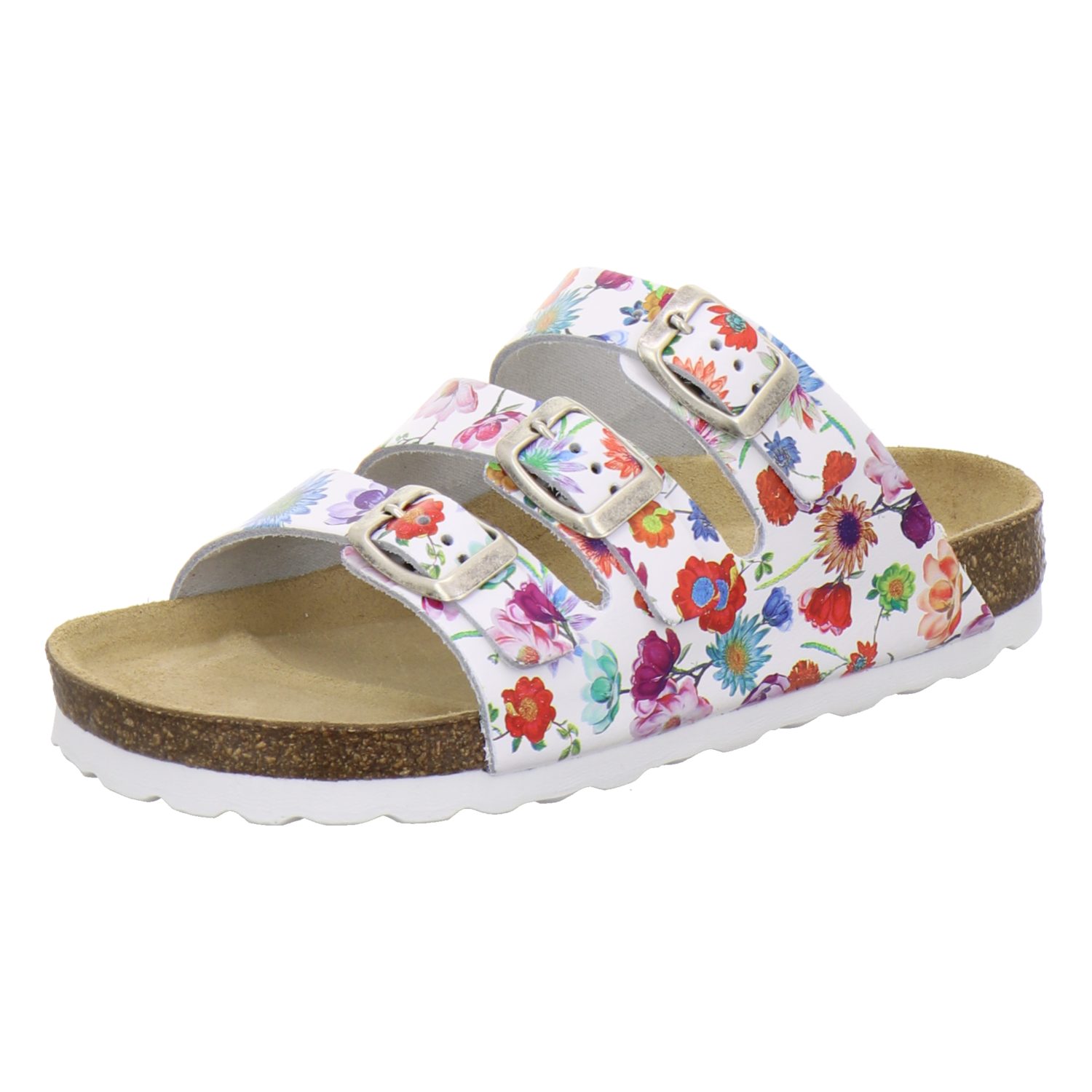 AFS-Schuhe 1133 Pantolette für Mädchen aus Leder mit Fußbett, Made in Germany multi-flower