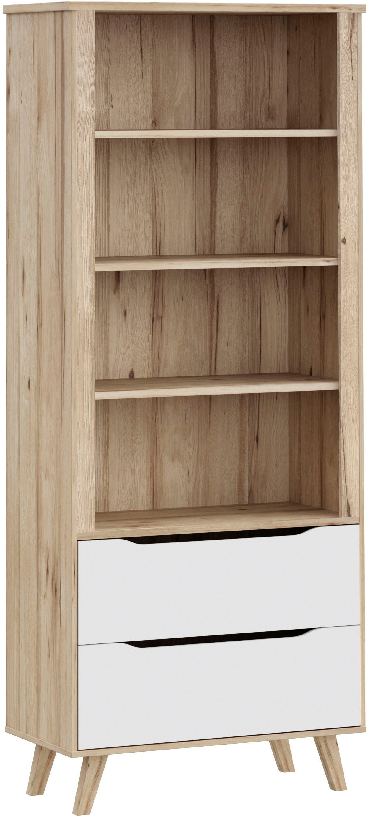 FORTE Wandregal Vankka Regal 2 Schubkästen, Regal, Holzfüße, Einlegeböden variabel, 2 Schubkästen