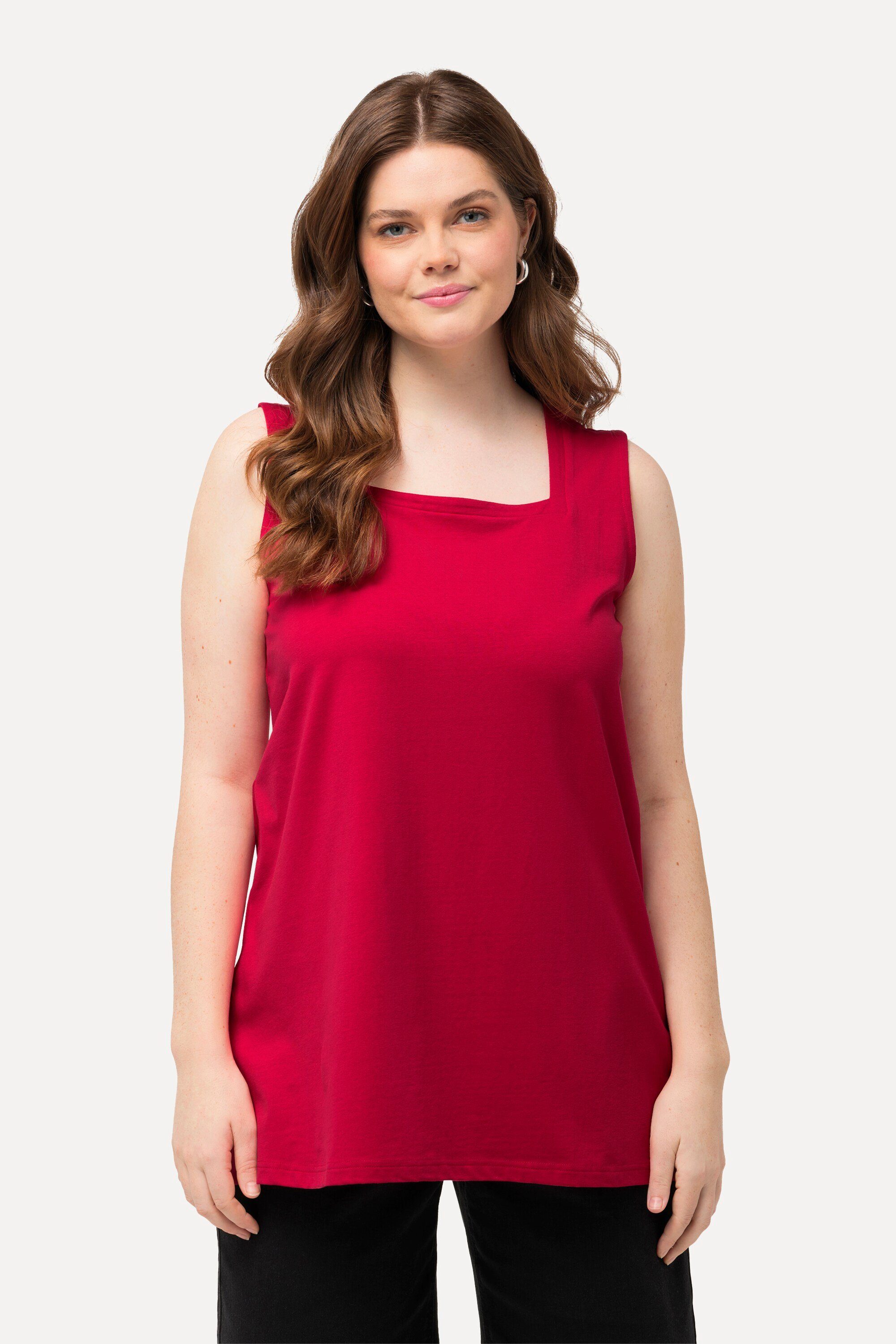 Ulla Popken Longshirt Longtop Classic Fit Carree-Ausschnitt ärmellos günstig online kaufen