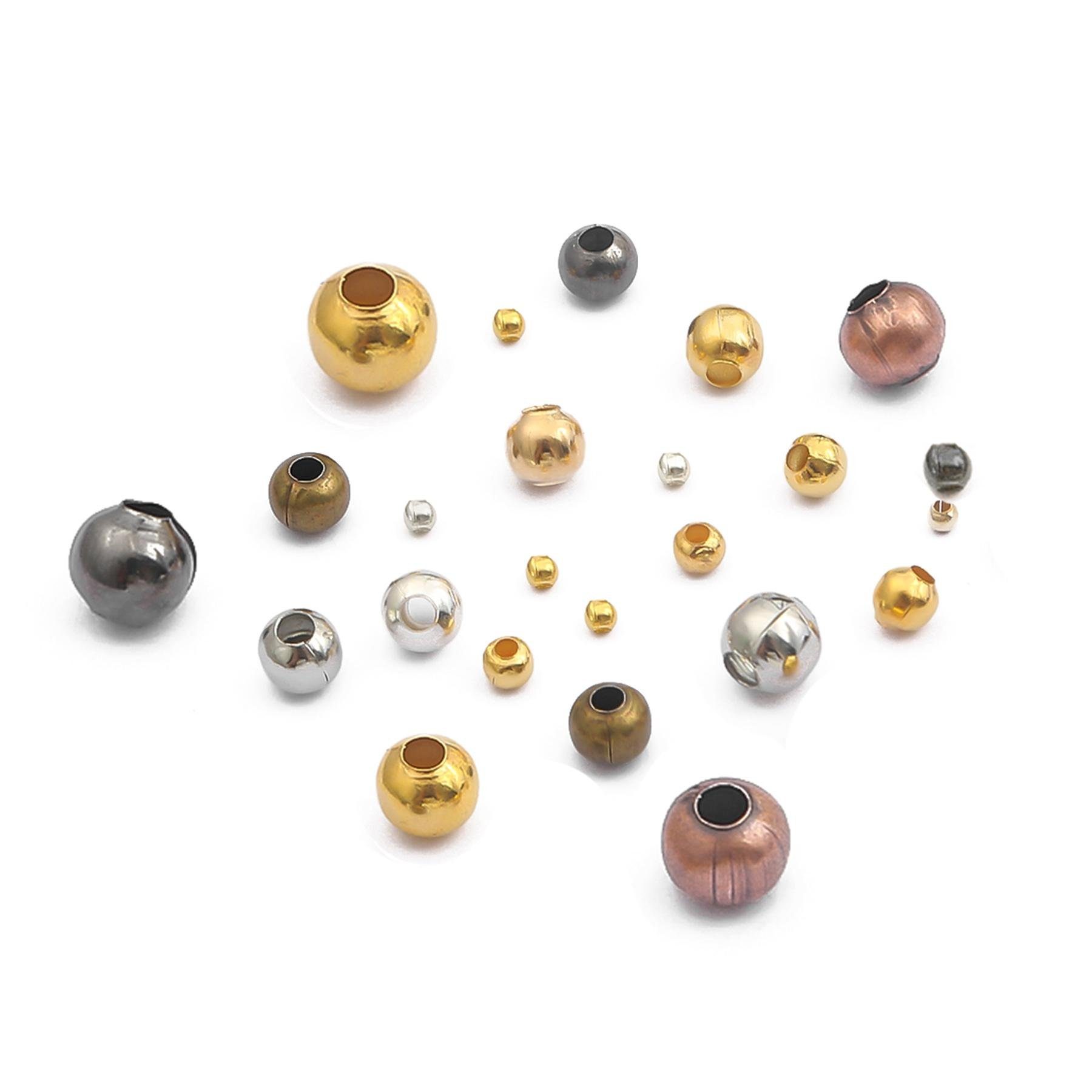 Kopper-24 Bastelperlen Metall Perlen Großlochperlen 3 mm, ca. 100 Stück, Silberfarben hell, (100-tlg)