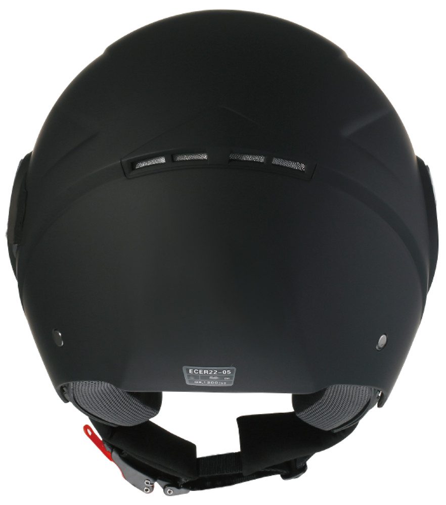 RALLOX Helmets Motorradhelm Jethelm 702 matt schwarz Helm Gr. L