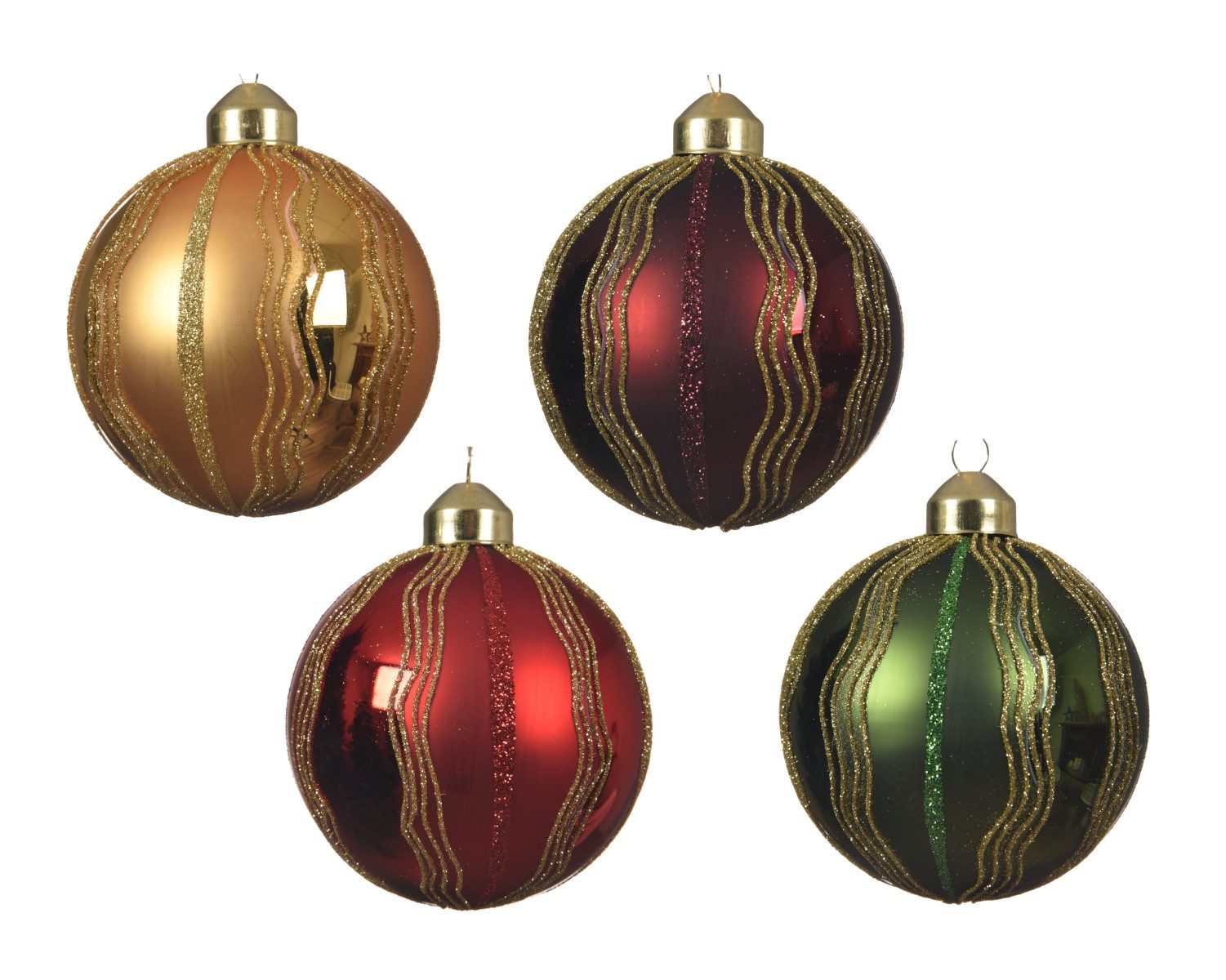 Decoris season decorations Weihnachtsbaumkugel Glaskugel Goldwelle 8Êcm sortiert