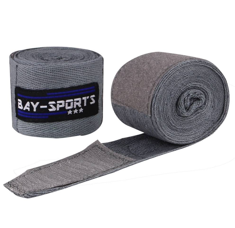 Baumwolle Boxbandagen 3 Box-Bandagen m grau BAY-Sports unelastisch Handbandage