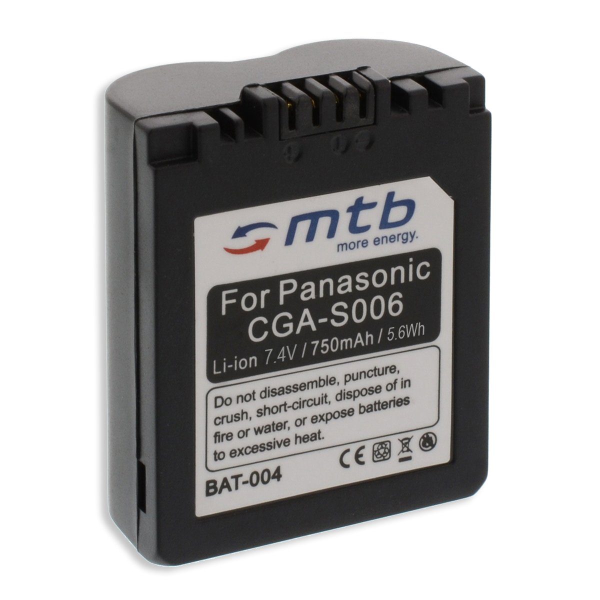 mtb more energy CGA-S006 FZ28, für: kompatibel V), FZ18, FZ8, FZ30, Kamera-Akku mAh Lumix Li-Ion] passend [BAT-004 FZ35, 750 Akku-Typ - (7,4 Panasonic mit FZ50… DMC-FZ7, Panasonic FZ38