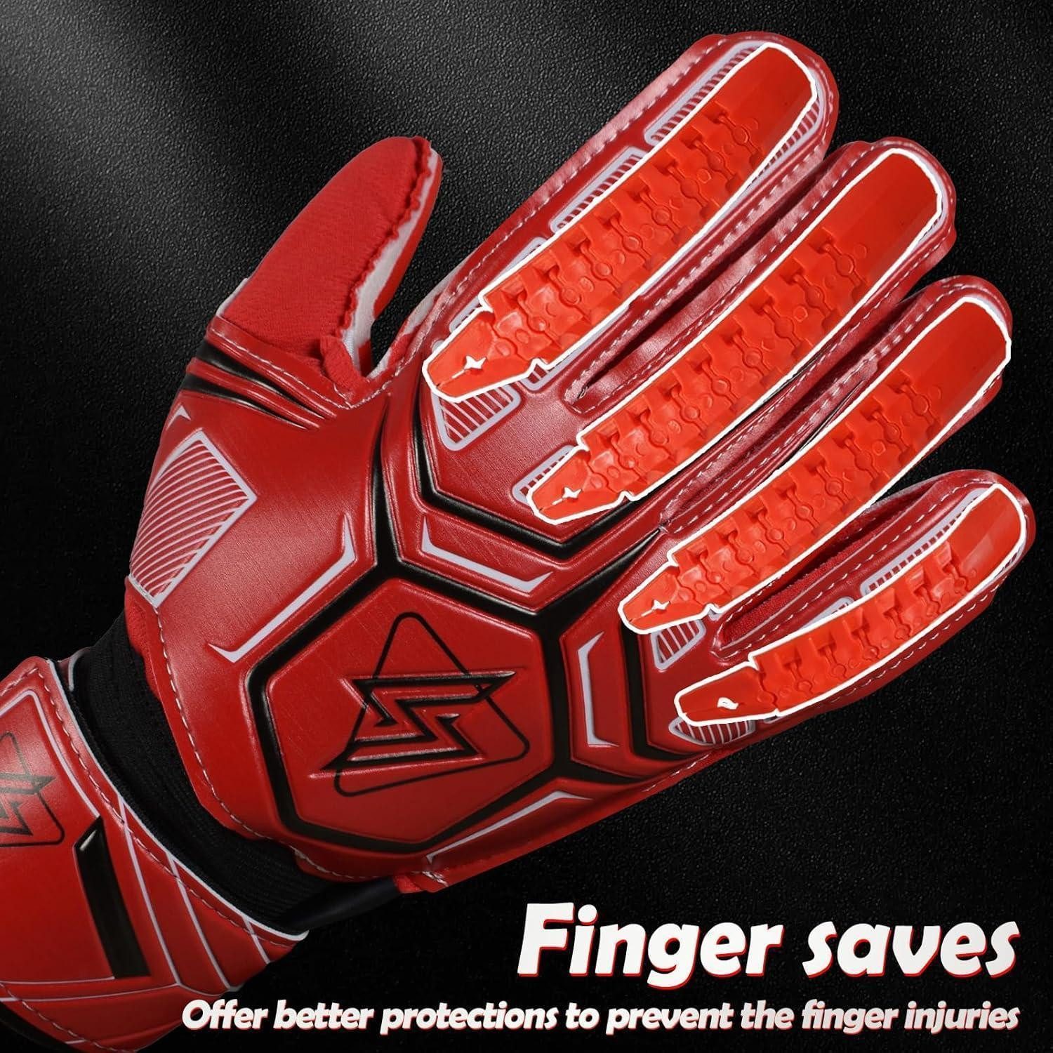 LuxusKollektion Torwarthandschuhe Torwarthandschuhe Fingersave Latex 4mm Herren Erwachsene Rot 10