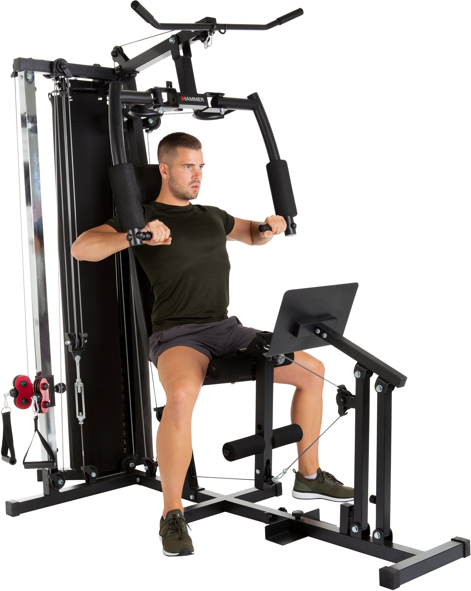 Hammer Kraftstation Kraftstation FERRUM TX3, 12 Gewichtsblöcke (Seilzug, Beinpresse, Butterflystange, Latzug und mehr), max. Benutzergewicht 120 kg, max. Trainingsgewicht 80 kg